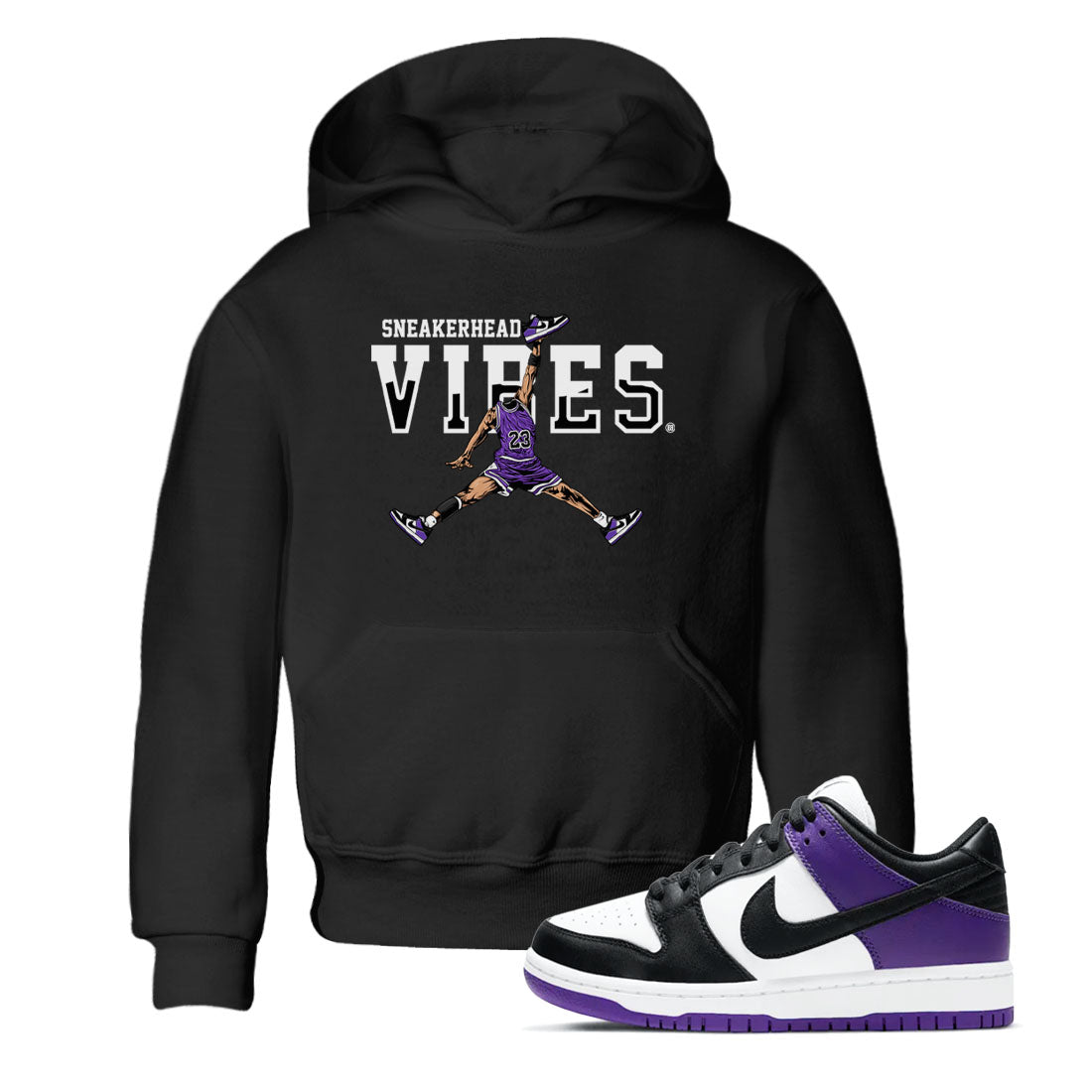 Sneakerhead Vibes sneaker match tees to Court Purple Dunks street fashion brand for shirts to match Jordans SNRT Sneaker Tees Dunk Low Court Purple unisex t-shirt Black 1 youth shirt