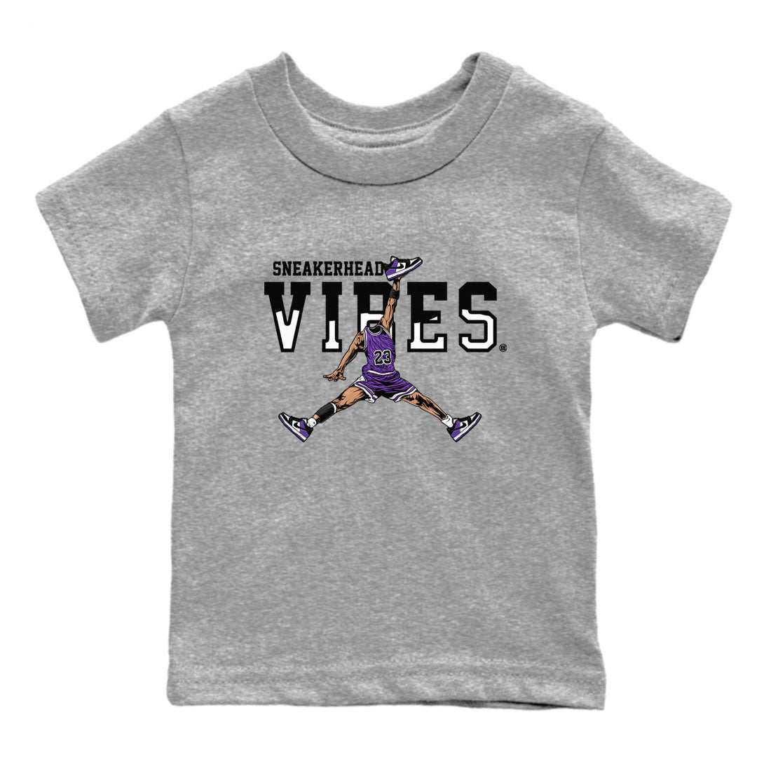 Sneakerhead Vibes sneaker match tees to Court Purple Dunks street fashion brand for shirts to match Jordans SNRT Sneaker Tees Dunk Low Court Purple unisex t-shirt Heather Grey 2 youth shirt