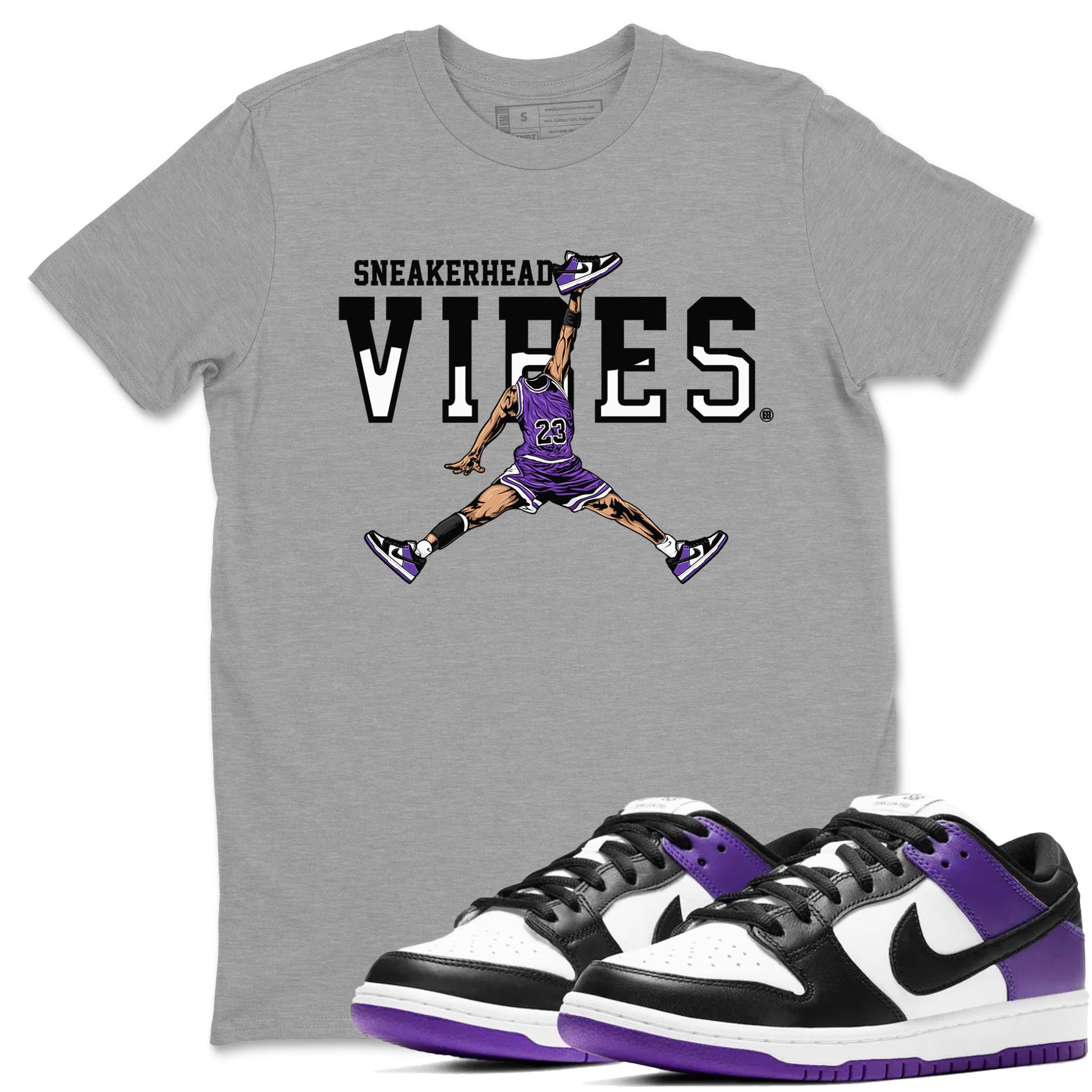 Sneakerhead Vibes sneaker match tees to Court Purple Dunks street fashion brand for shirts to match Jordans SNRT Sneaker Tees Dunk Low Court Purple unisex t-shirt Heather Grey 1 unisex shirt