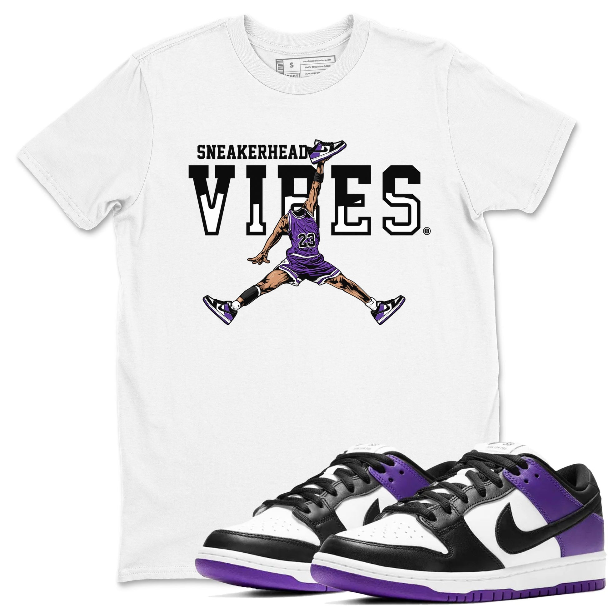 Sneakerhead Vibes sneaker match tees to Court Purple Dunks street fashion brand for shirts to match Jordans SNRT Sneaker Tees Dunk Low Court Purple unisex t-shirt White 1 unisex shirt