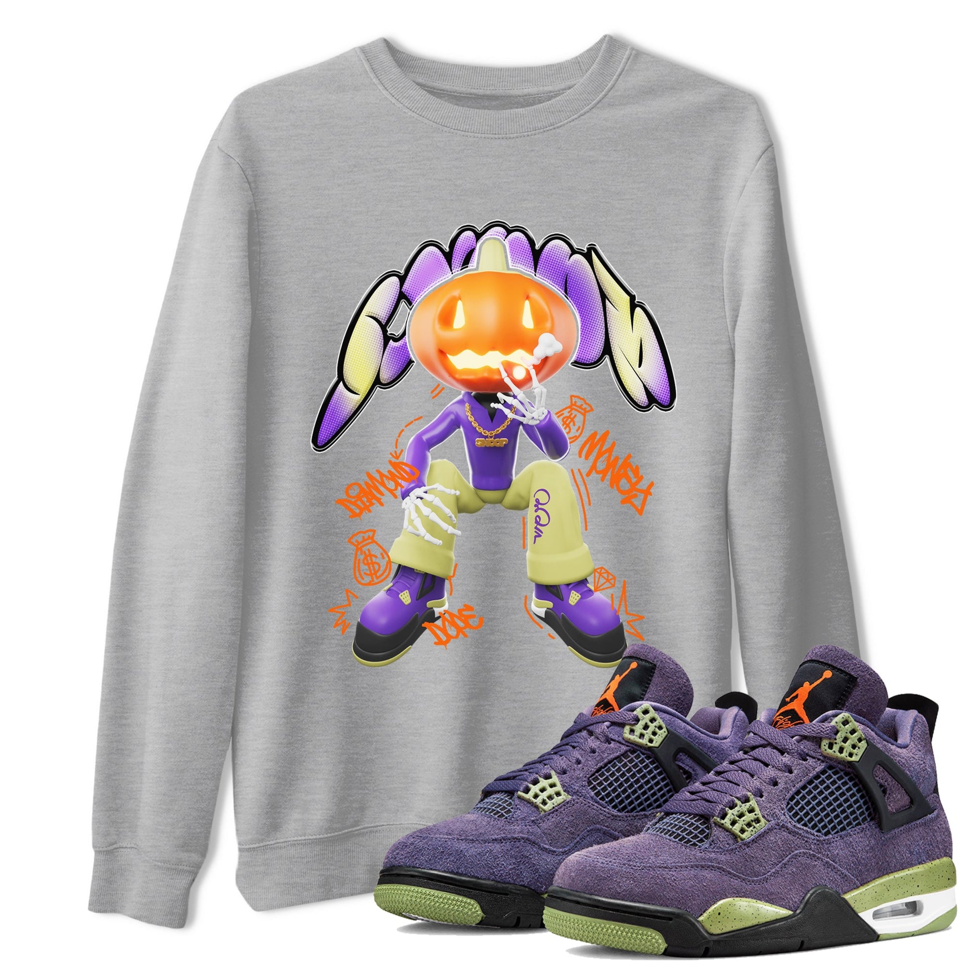 Air Jordan 4 Canyon Purple shirt to match jordans Snoop sneaker tees AJ4 Canyon Purple SNRT Sneaker Release Tees Unisex Heather Grey 1 T-Shirt, Halloween tshirt