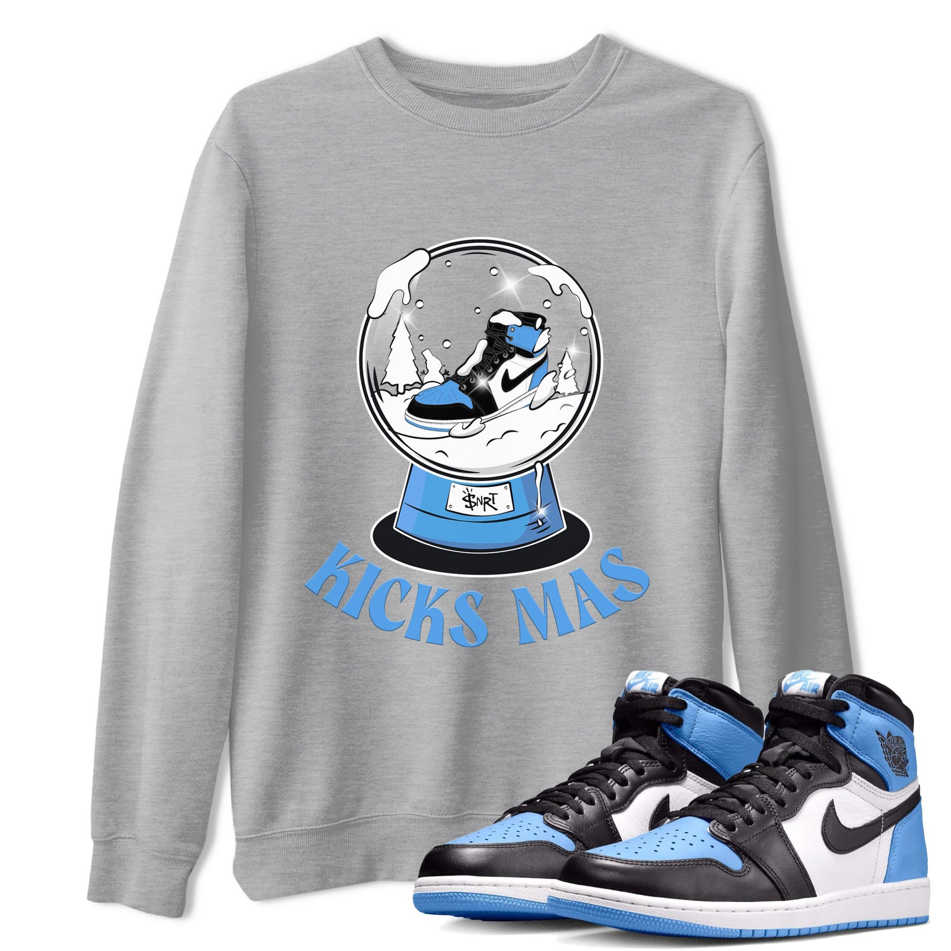 Air Jordan 1 UNC Toe shirt to match jordans Snow Ball sneaker tees Santa Gift AJ1 UNC Toe SNRT Sneaker Release Tees Unisex Heather Grey 1 T-Shirt