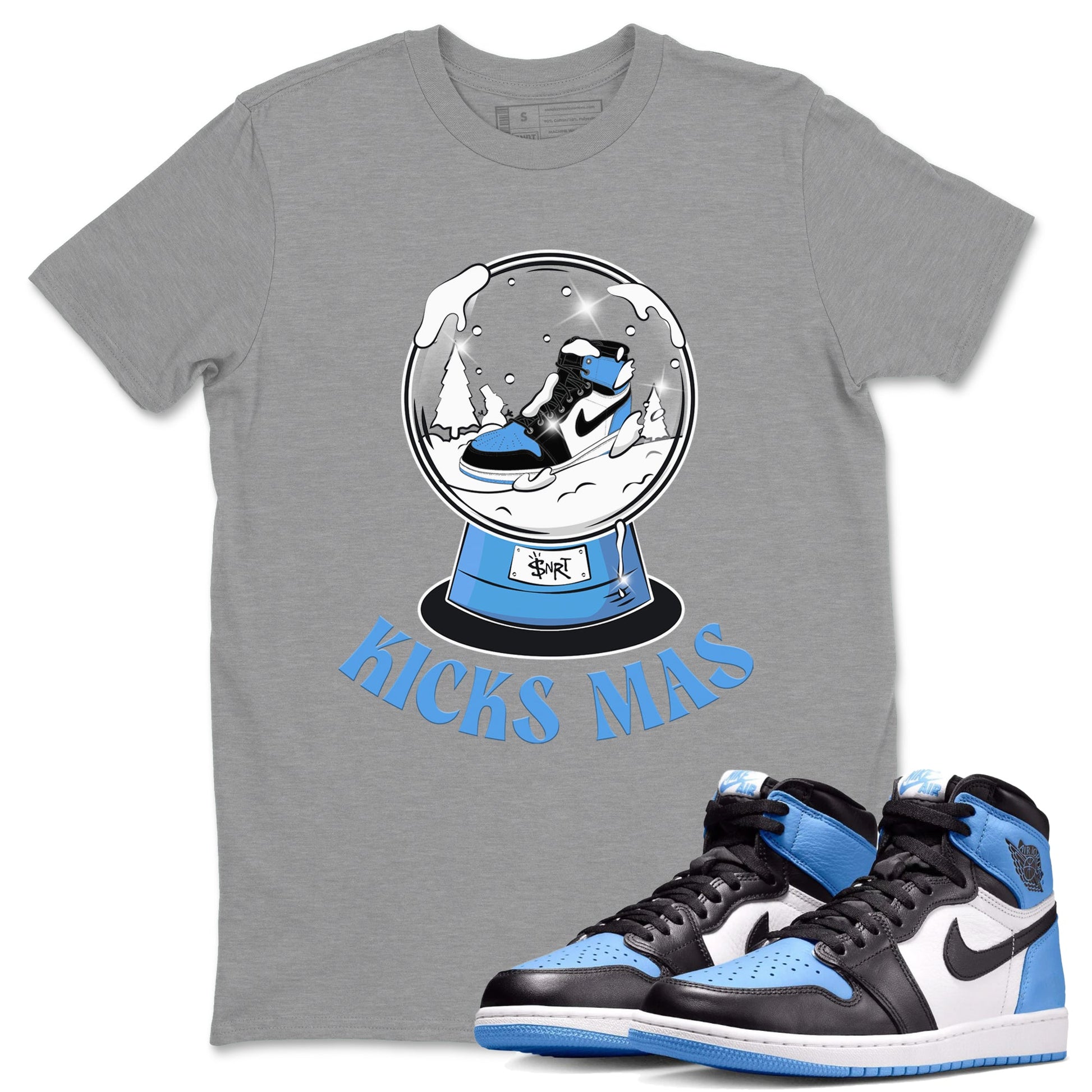 Air Jordan 1 UNC Toe shirt to match jordans Snow Ball sneaker tees Santa Gift AJ1 UNC Toe SNRT Sneaker Release Tees Unisex Heather Grey 1 T-Shirt