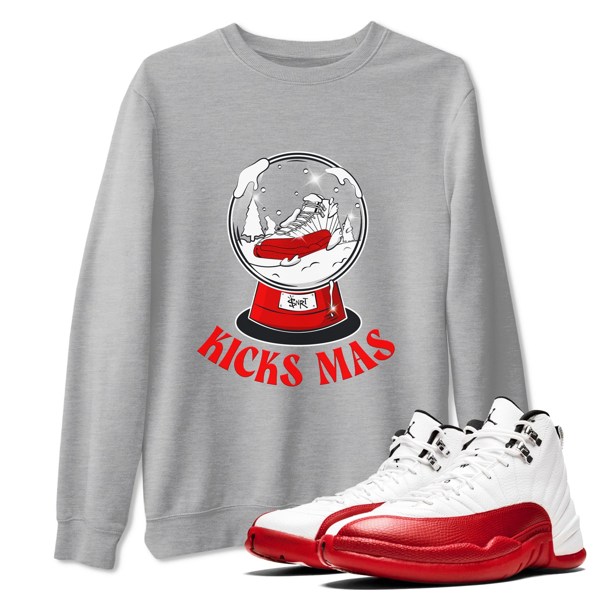 Air Jordan 12 Cherry shirt to match jordans Snow Ball sneaker tees Christmas Gift AJ12 Cherry SNRT Sneaker Release Tees Unisex Heather Grey 1 T-Shirt