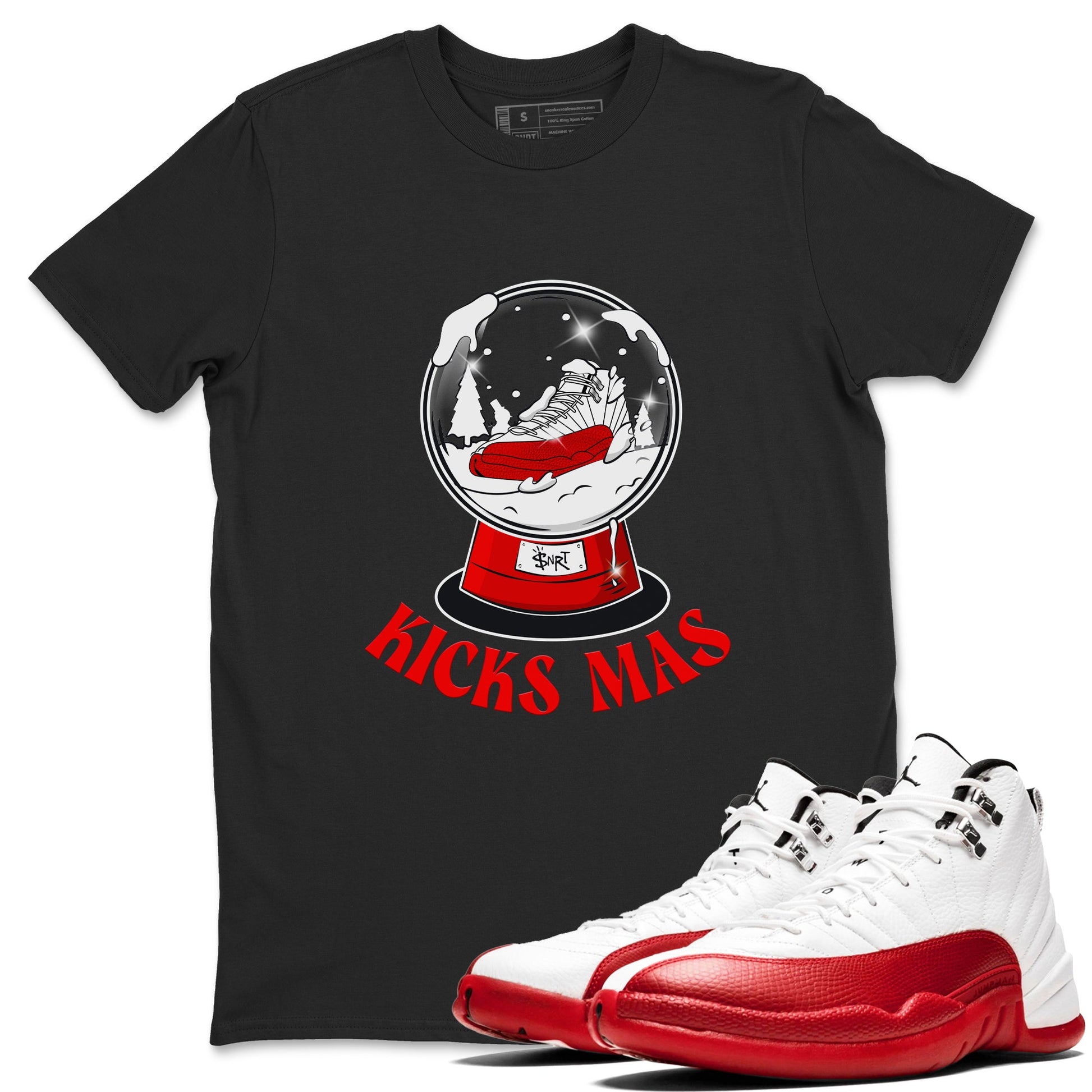 Air Jordan 12 Cherry shirt to match jordans Snow Ball sneaker tees Christmas Gift AJ12 Cherry SNRT Sneaker Release Tees Unisex Black 1 T-Shirt