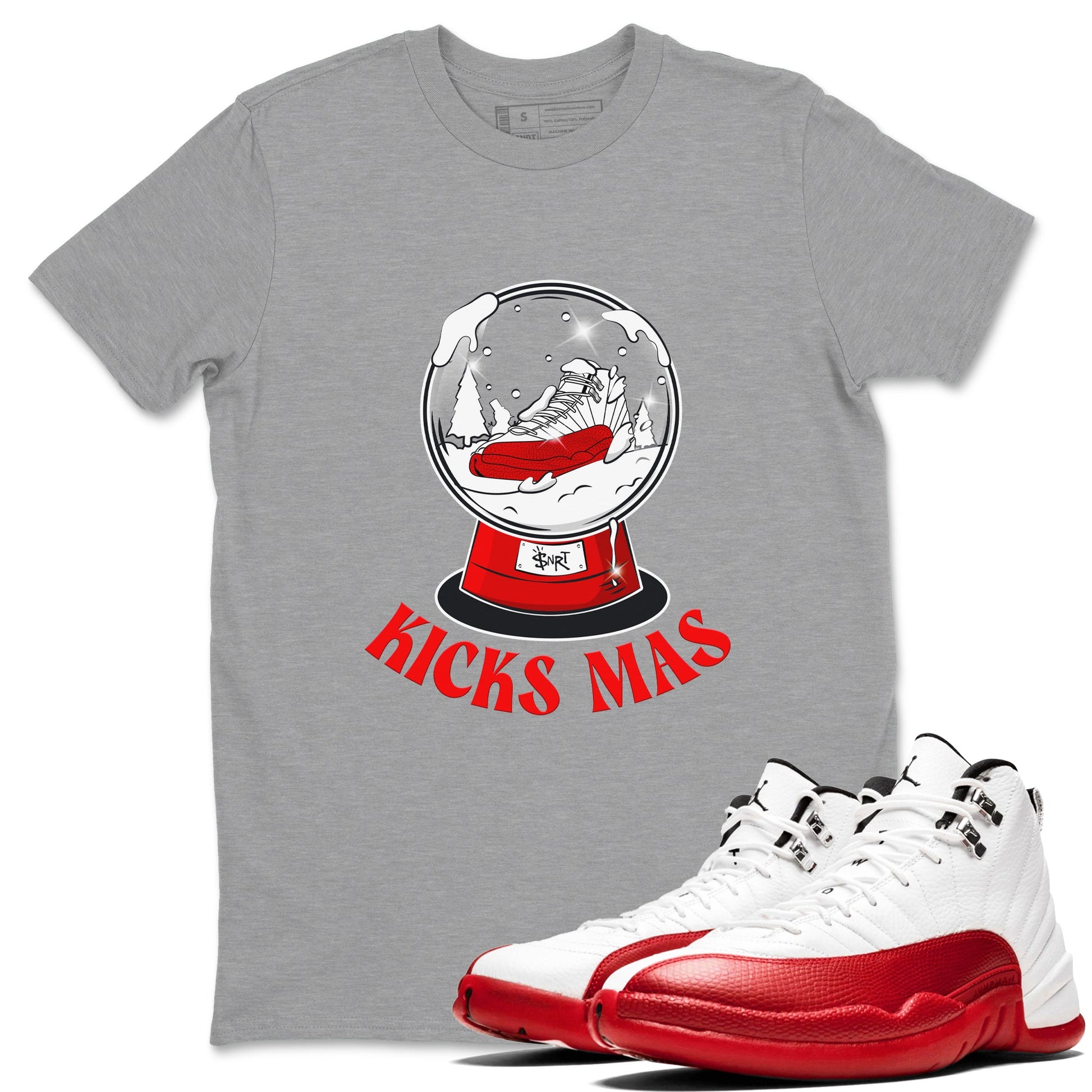 Air Jordan 12 Cherry shirt to match jordans Snow Ball sneaker tees Christmas Gift AJ12 Cherry SNRT Sneaker Release Tees Unisex Heather Grey 1 T-Shirt