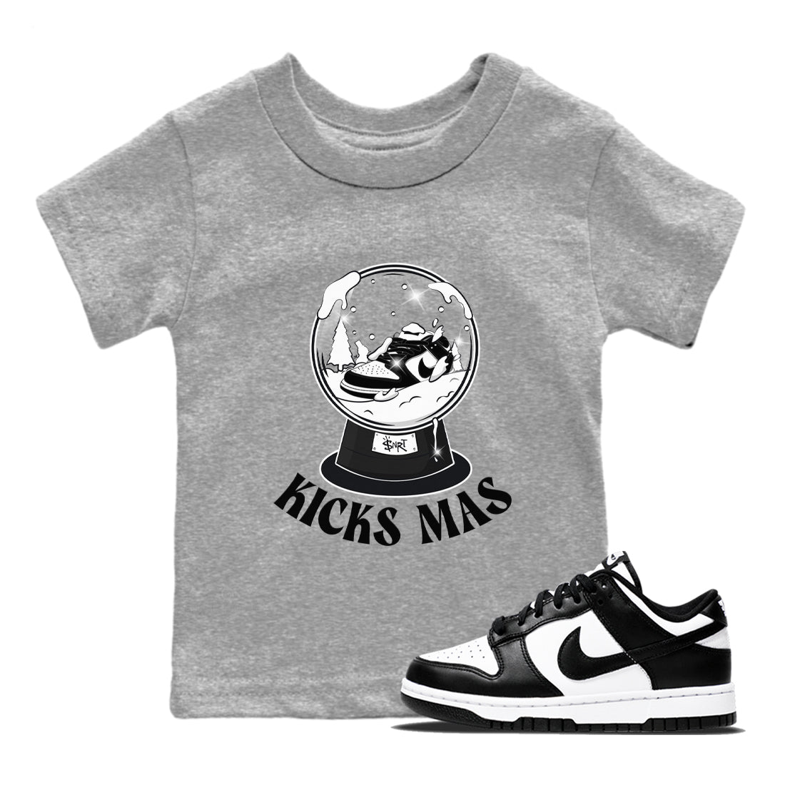 Dunk Panda shirt to match jordans Snow Ball sneaker tees Black and White Dunk Panda SNRT Sneaker Release Tees Baby Toddler Heather Grey 1 T-Shirt