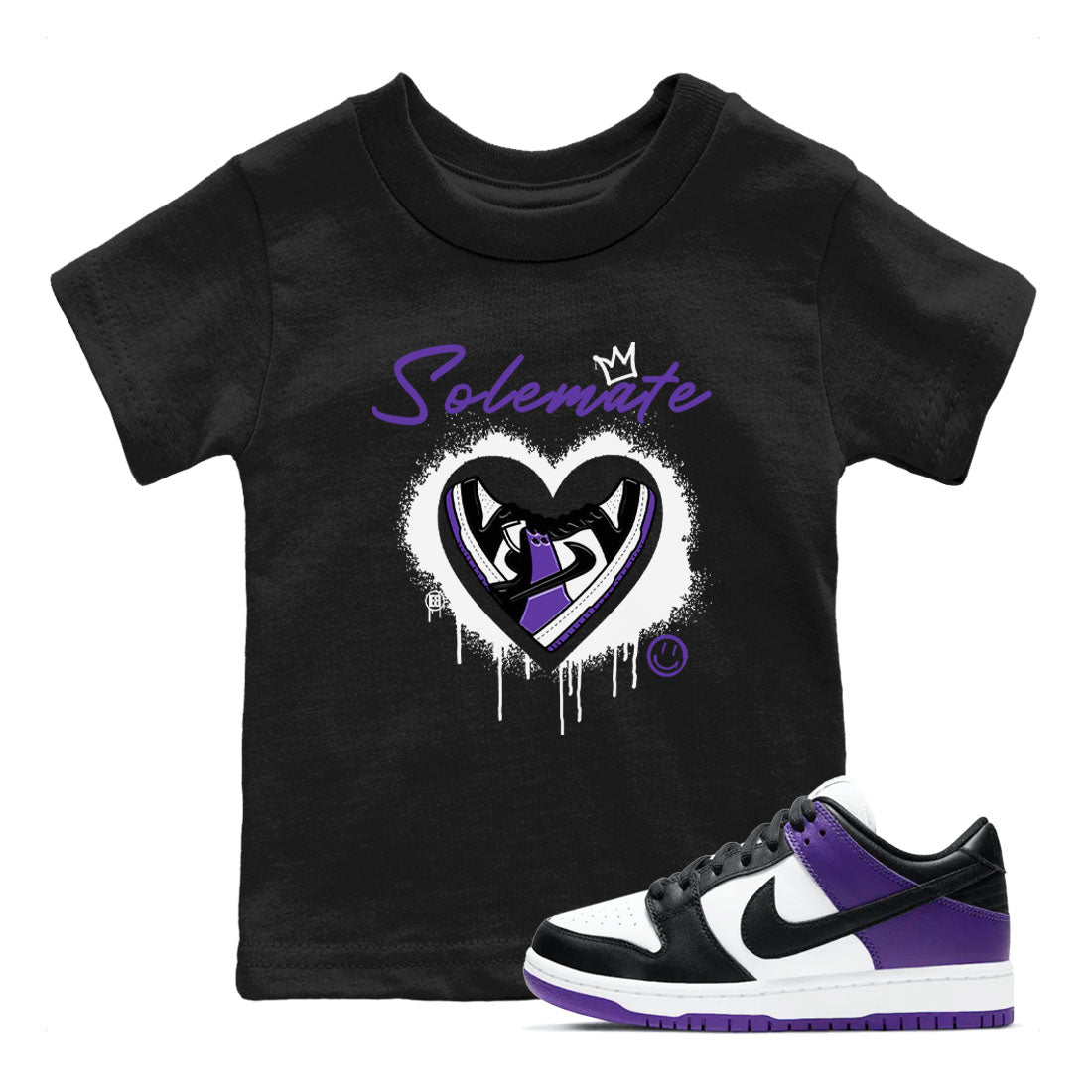 Solemate sneaker match tees to Court Purple Dunks street fashion brand for shirts to match Jordans SNRT Sneaker Tees Dunk Low Court Purple unisex t-shirt Black 1 youth shirt