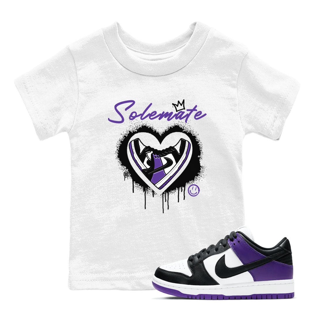 Solemate sneaker match tees to Court Purple Dunks street fashion brand for shirts to match Jordans SNRT Sneaker Tees Dunk Low Court Purple unisex t-shirt White 1 youth shirt