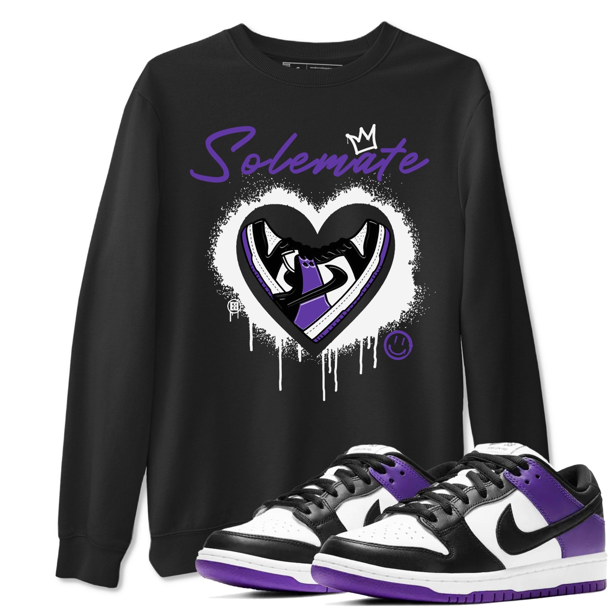 Solemate sneaker match tees to Court Purple Dunks street fashion brand for shirts to match Jordans SNRT Sneaker Tees Dunk Low Court Purple unisex t-shirt Black 1 unisex shirt