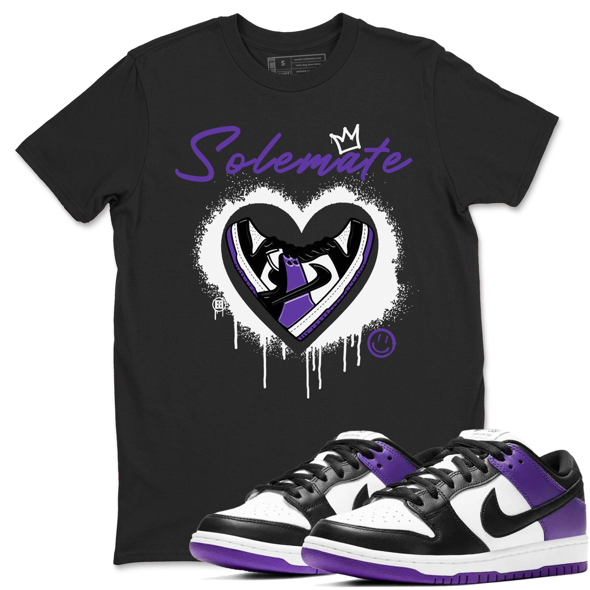 Solemate sneaker match tees to Court Purple Dunks street fashion brand for shirts to match Jordans SNRT Sneaker Tees Dunk Low Court Purple unisex t-shirt Black 1 unisex shirt