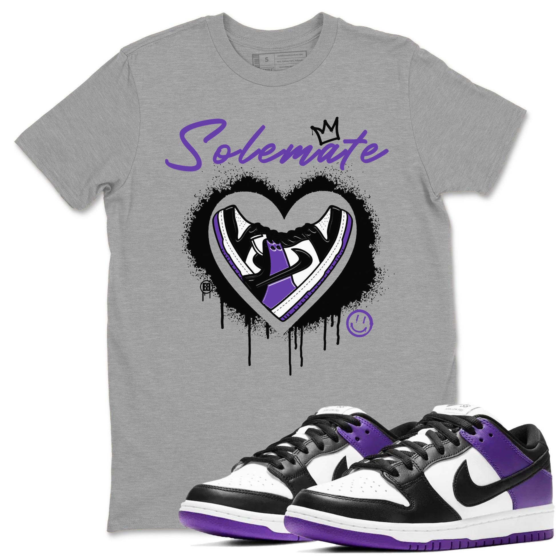 Solemate sneaker match tees to Court Purple Dunks street fashion brand for shirts to match Jordans SNRT Sneaker Tees Dunk Low Court Purple unisex t-shirt Heather Grey 1 unisex shirt