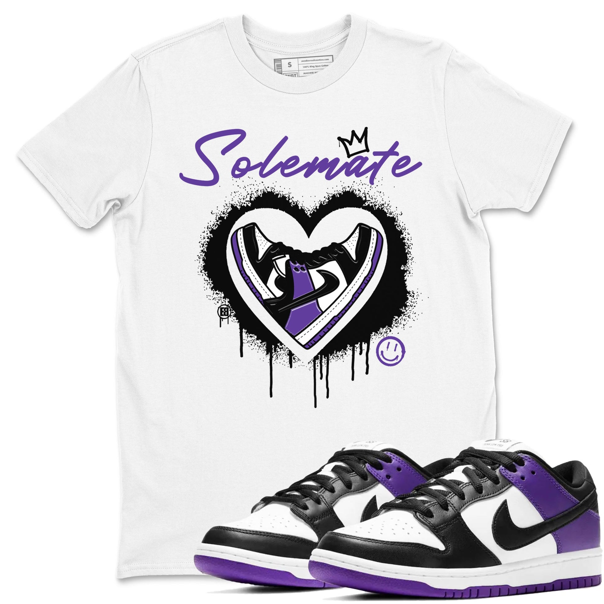 Solemate sneaker match tees to Court Purple Dunks street fashion brand for shirts to match Jordans SNRT Sneaker Tees Dunk Low Court Purple unisex t-shirt White 1 unisex shirt