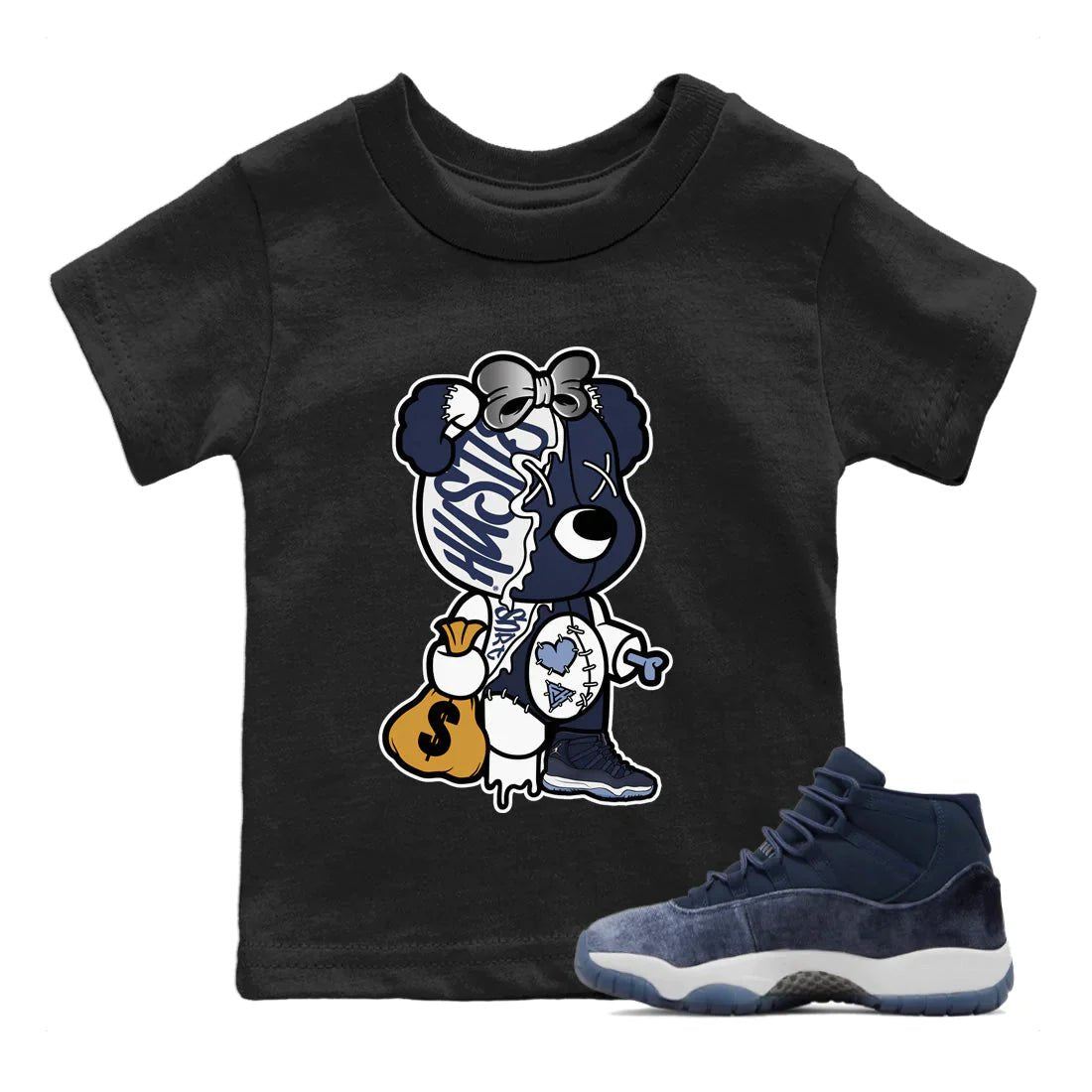 Jordan 11 Midnight Navy unique Halloween sneaker tee Stitched Hustle Bear Sneaker Tees Jordan 11 Midnight Navy Sneaker Release Tees Kids Shirts