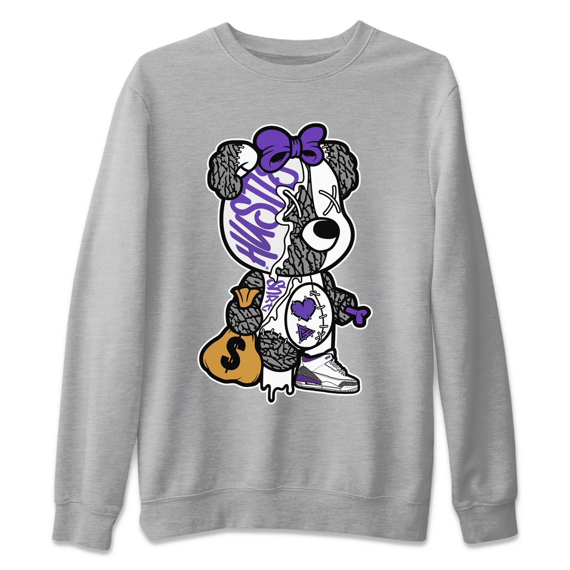 Jordan 3 Dark Iris unique Halloween sneaker tee Stitched Hustle Bear Sneaker Tees Jordan 3 Dark Iris Sneaker Release Tees Unisex Shirts