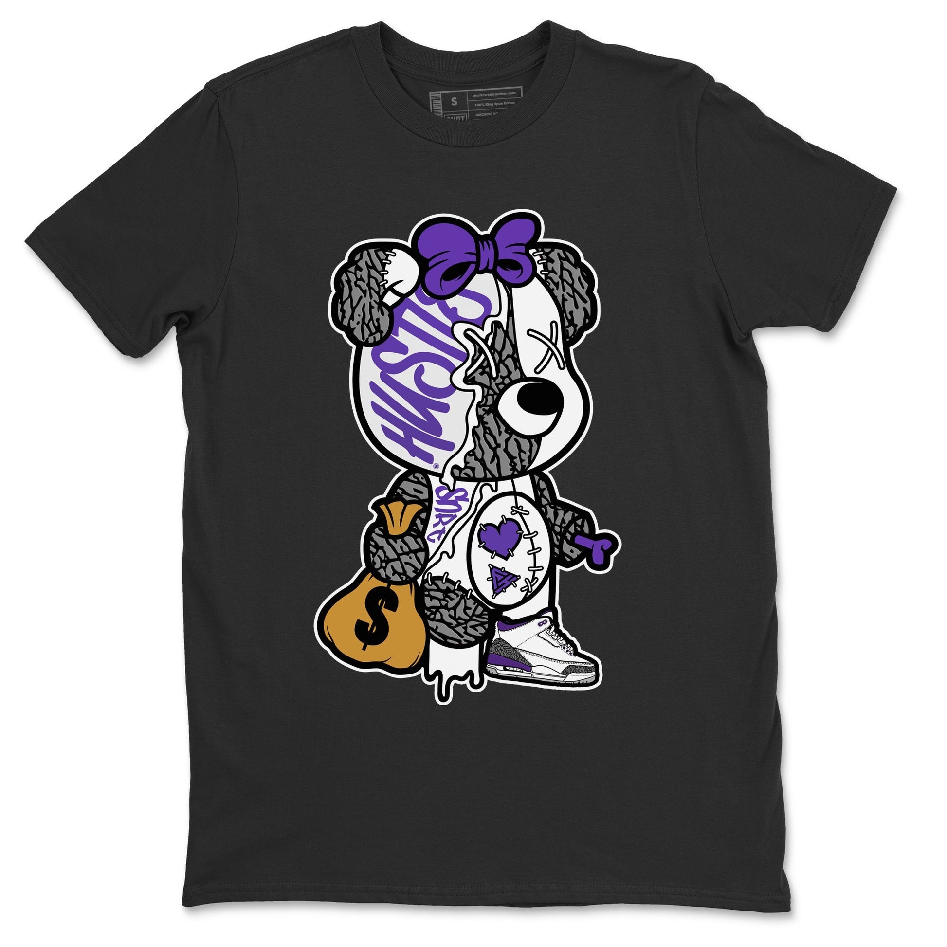 Jordan 3 Dark Iris unique Halloween sneaker tee Stitched Hustle Bear Sneaker Tees Jordan 3 Dark Iris Sneaker Release Tees Unisex Shirts