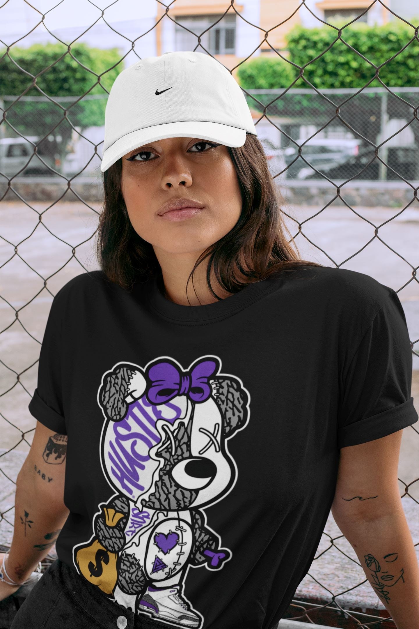 Jordan 3 Dark Iris unique Halloween sneaker tee Stitched Hustle Bear Sneaker Tees Jordan 3 Dark Iris Sneaker Release Tees Unisex Shirts
