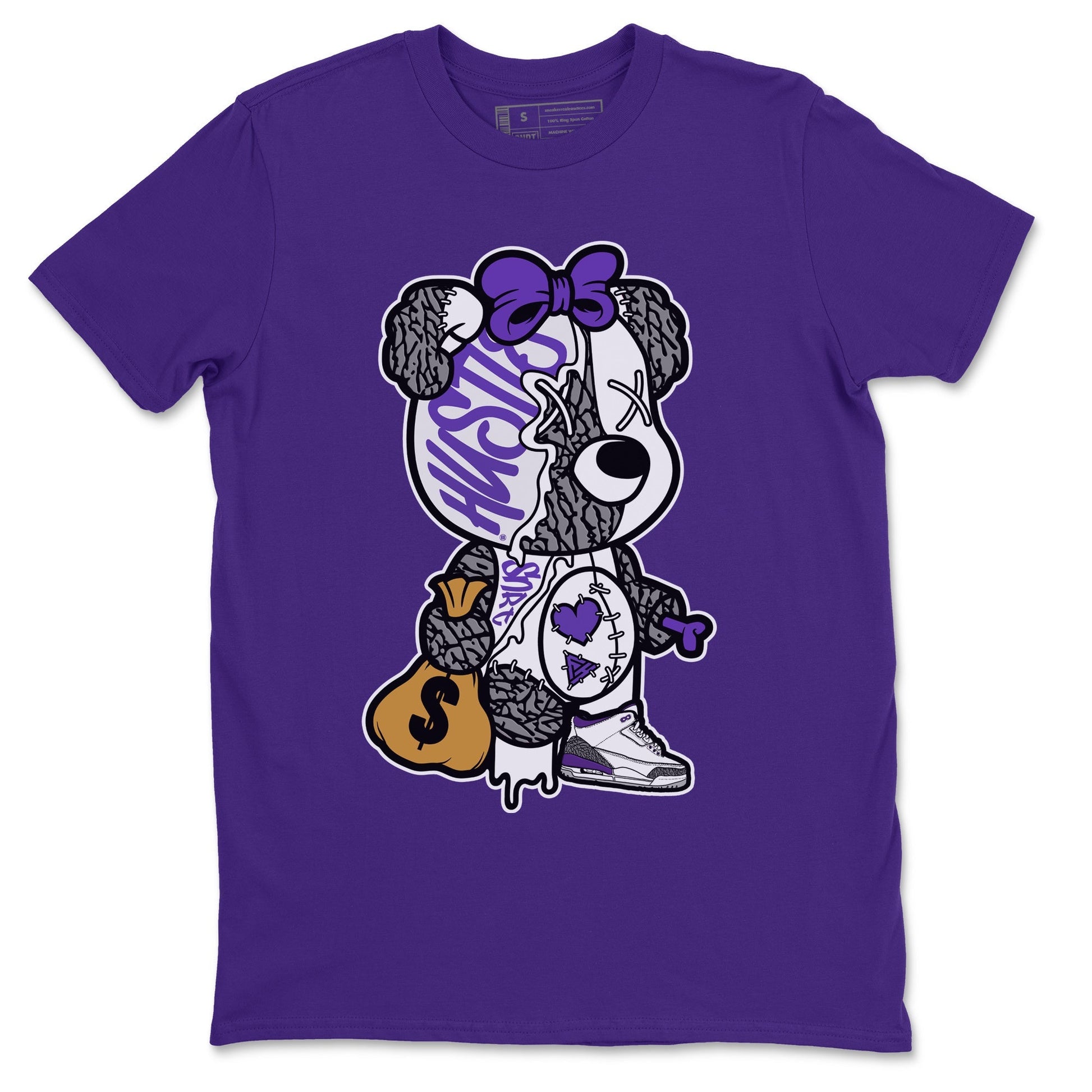 Jordan 3 Dark Iris unique Halloween sneaker tee Stitched Hustle Bear Sneaker Tees Jordan 3 Dark Iris Sneaker Release Tees Unisex Shirts