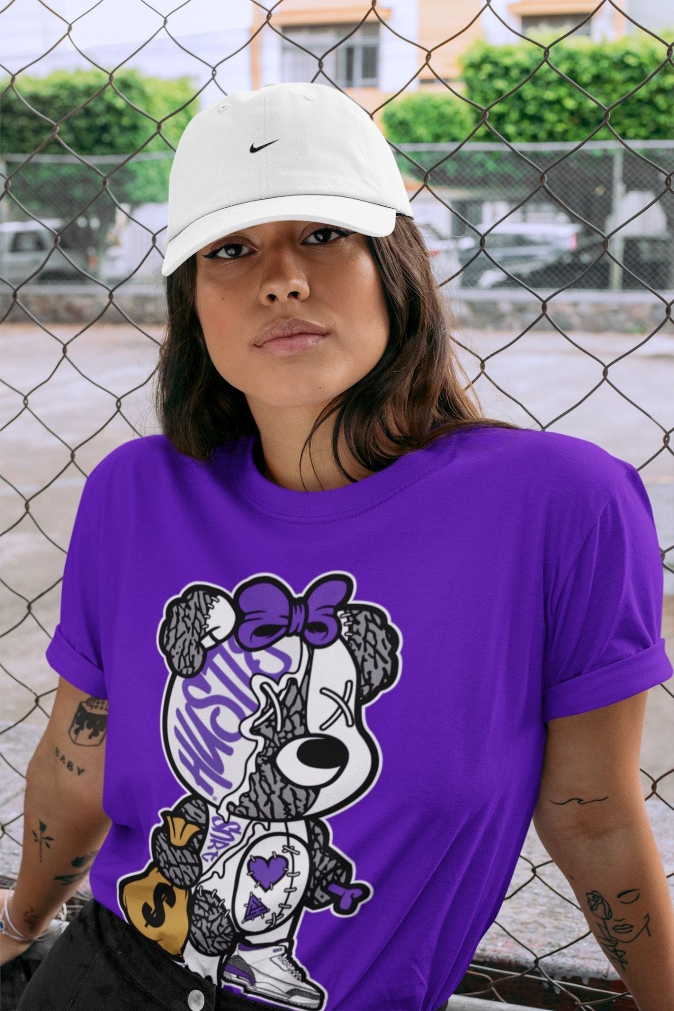 Jordan 3 Dark Iris unique Halloween sneaker tee Stitched Hustle Bear Sneaker Tees Jordan 3 Dark Iris Sneaker Release Tees Unisex Shirts