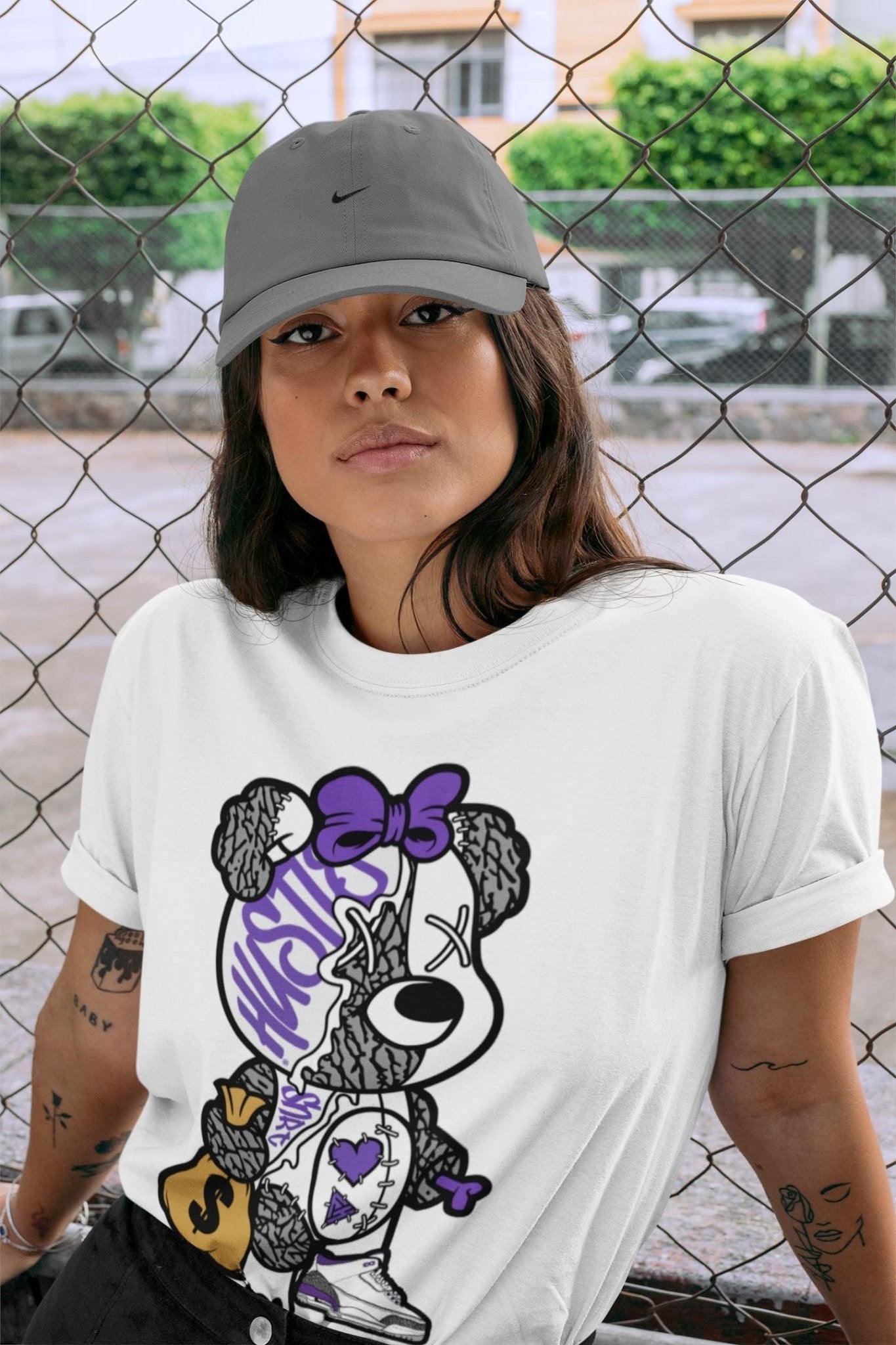Jordan 3 Dark Iris unique Halloween sneaker tee Stitched Hustle Bear Sneaker Tees Jordan 3 Dark Iris Sneaker Release Tees Unisex Shirts