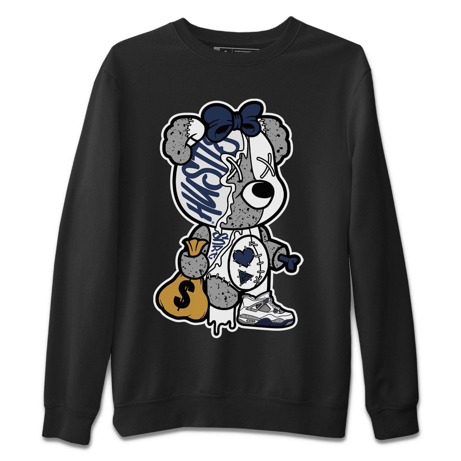 Jordan 4 Midnight Navy unique Halloween sneaker tee Stitched Hustle Bear Sneaker Tees Jordan 4 Midnight Navy Sneaker Release Tees Unisex Shirts
