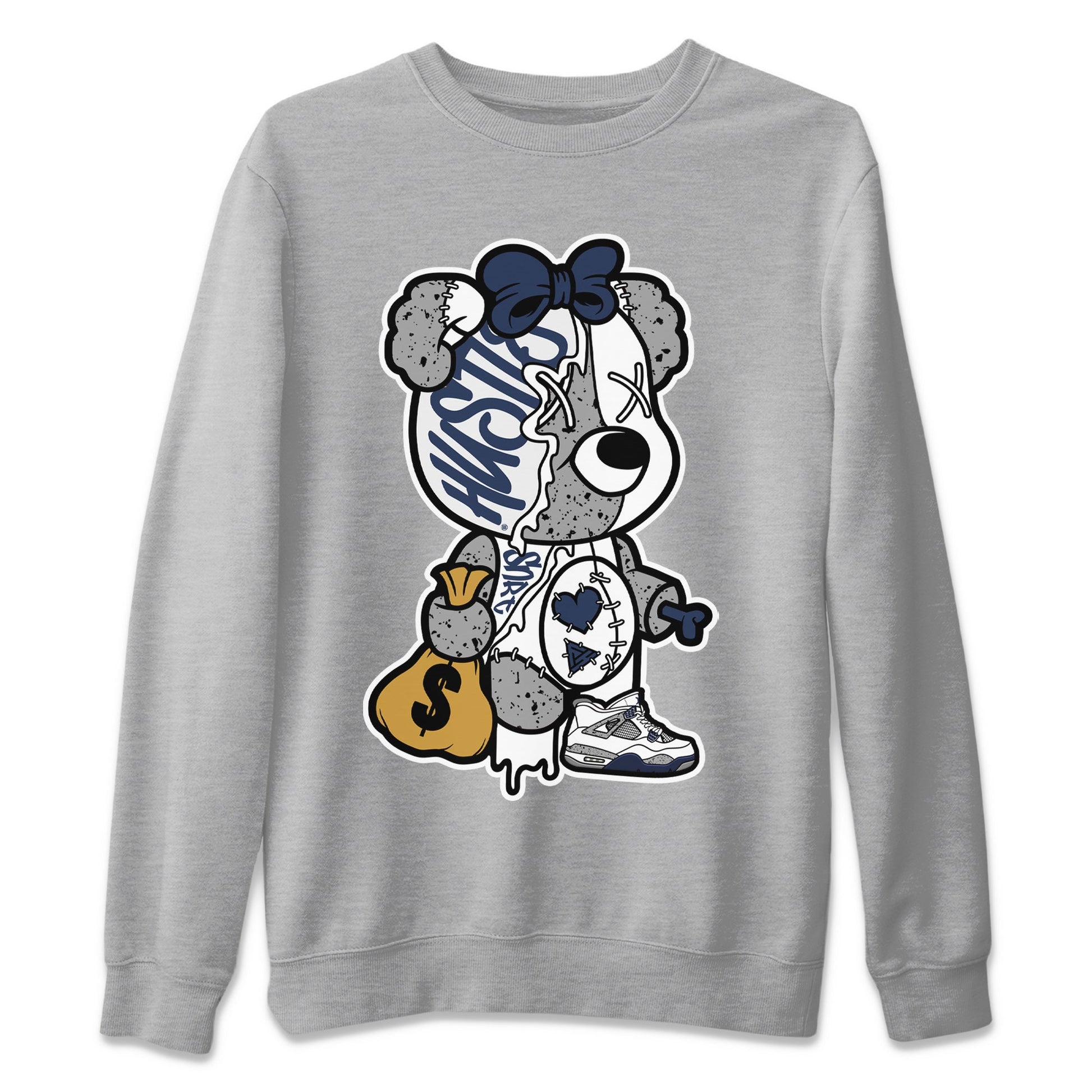 Jordan 4 Midnight Navy unique Halloween sneaker tee Stitched Hustle Bear Sneaker Tees Jordan 4 Midnight Navy Sneaker Release Tees Unisex Shirts