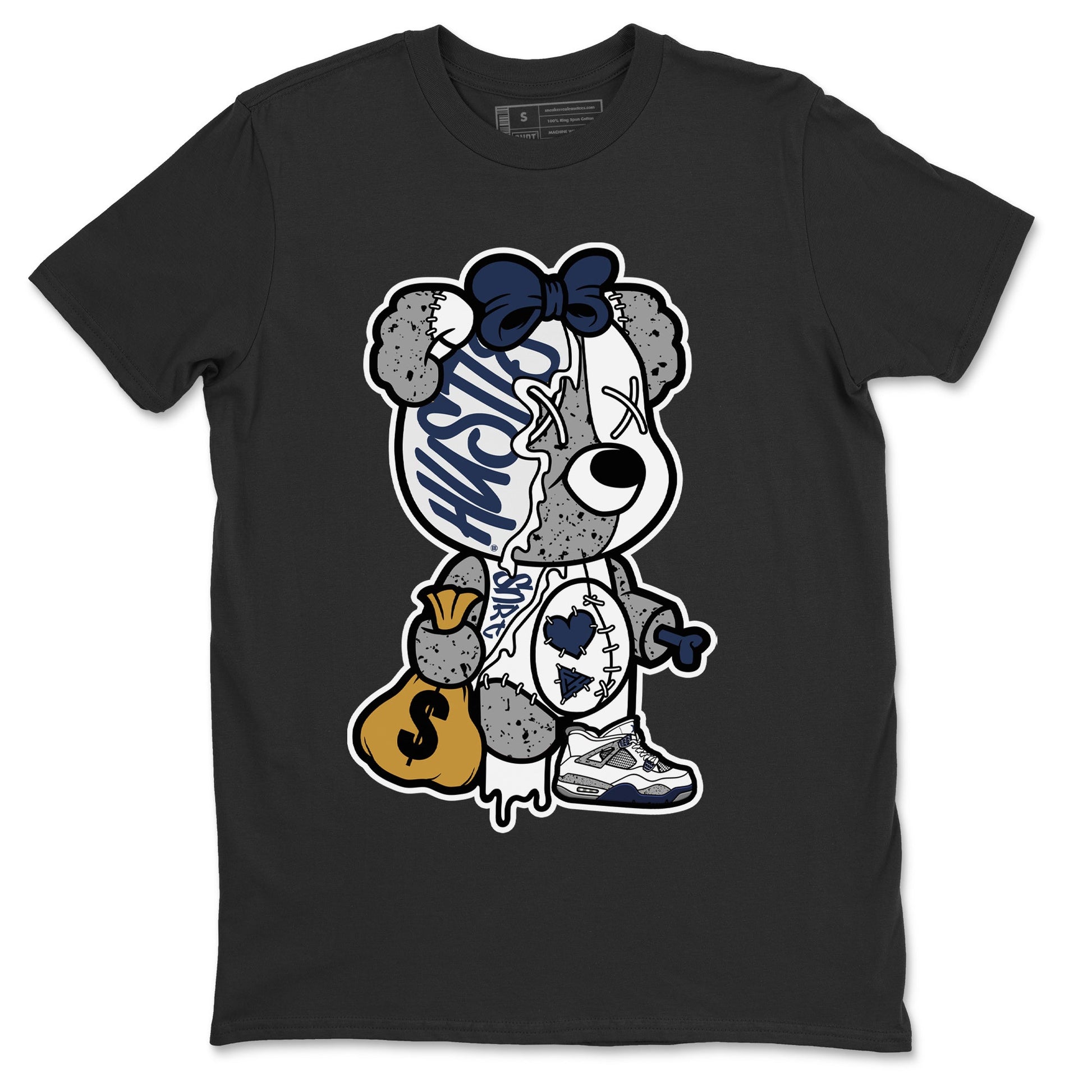Jordan 4 Midnight Navy unique Halloween sneaker tee Stitched Hustle Bear Sneaker Tees Jordan 4 Midnight Navy Sneaker Release Tees Unisex Shirts