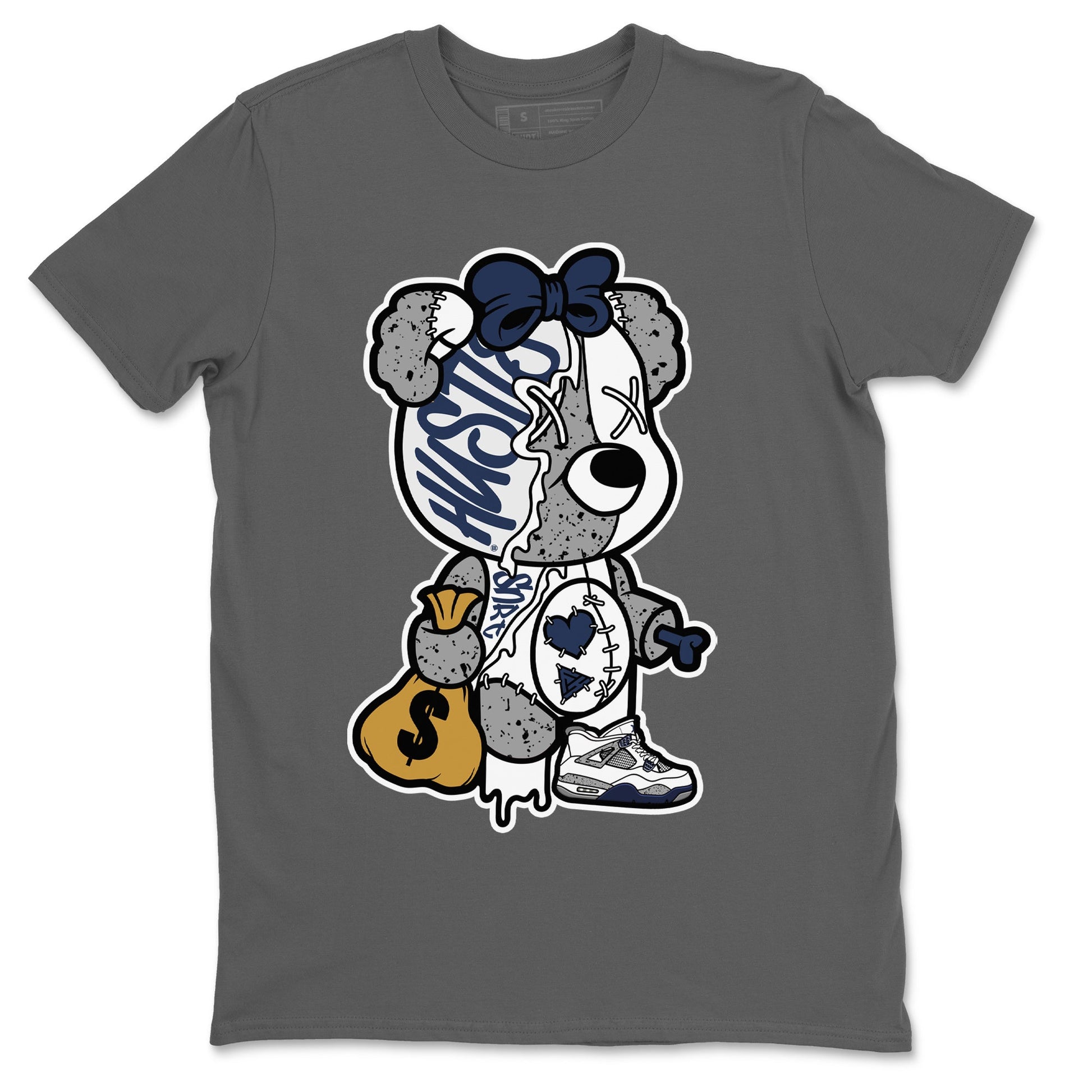 Jordan 4 Midnight Navy unique Halloween sneaker tee Stitched Hustle Bear Sneaker Tees Jordan 4 Midnight Navy Sneaker Release Tees Unisex Shirts
