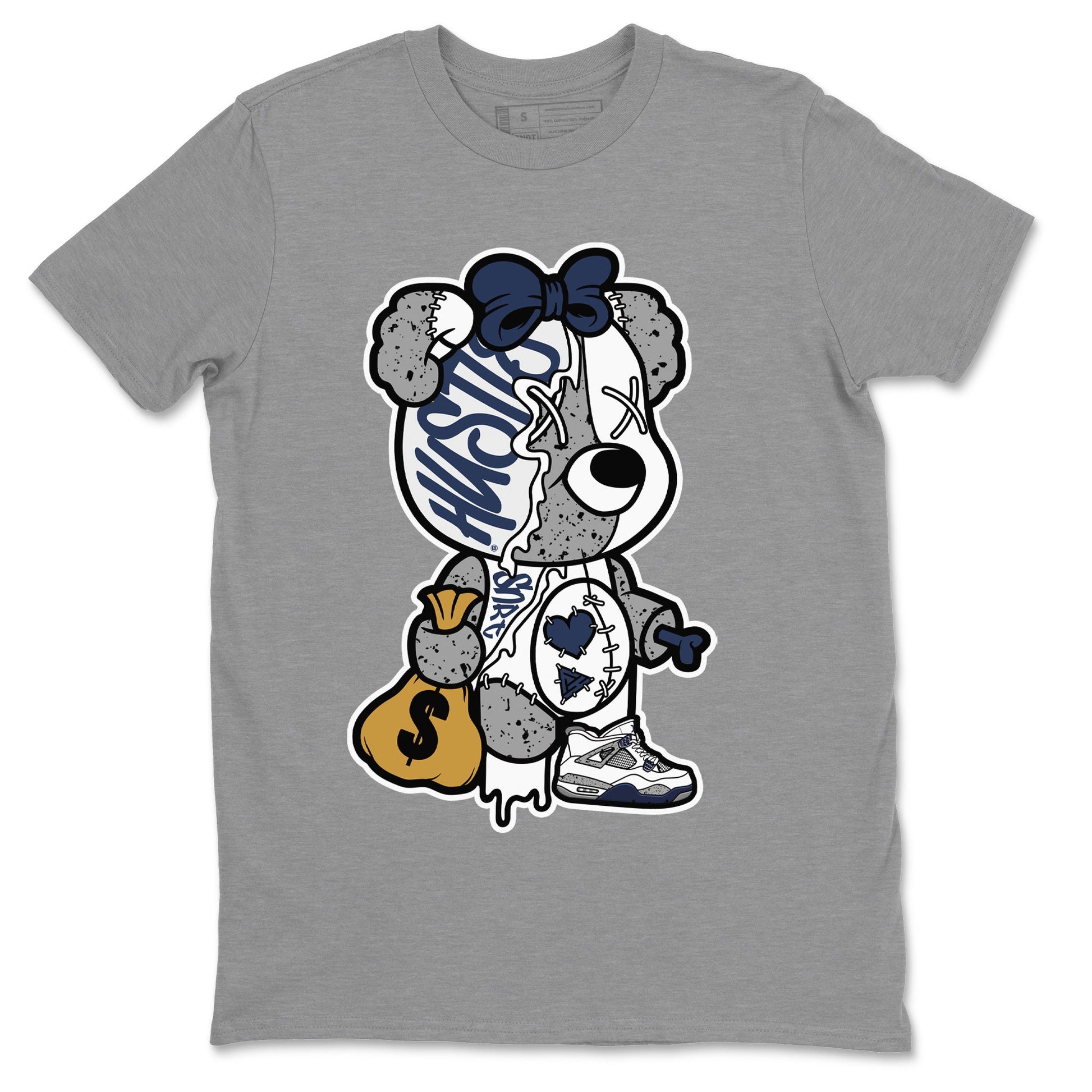 Jordan 4 Midnight Navy unique Halloween sneaker tee Stitched Hustle Bear Sneaker Tees Jordan 4 Midnight Navy Sneaker Release Tees Unisex Shirts
