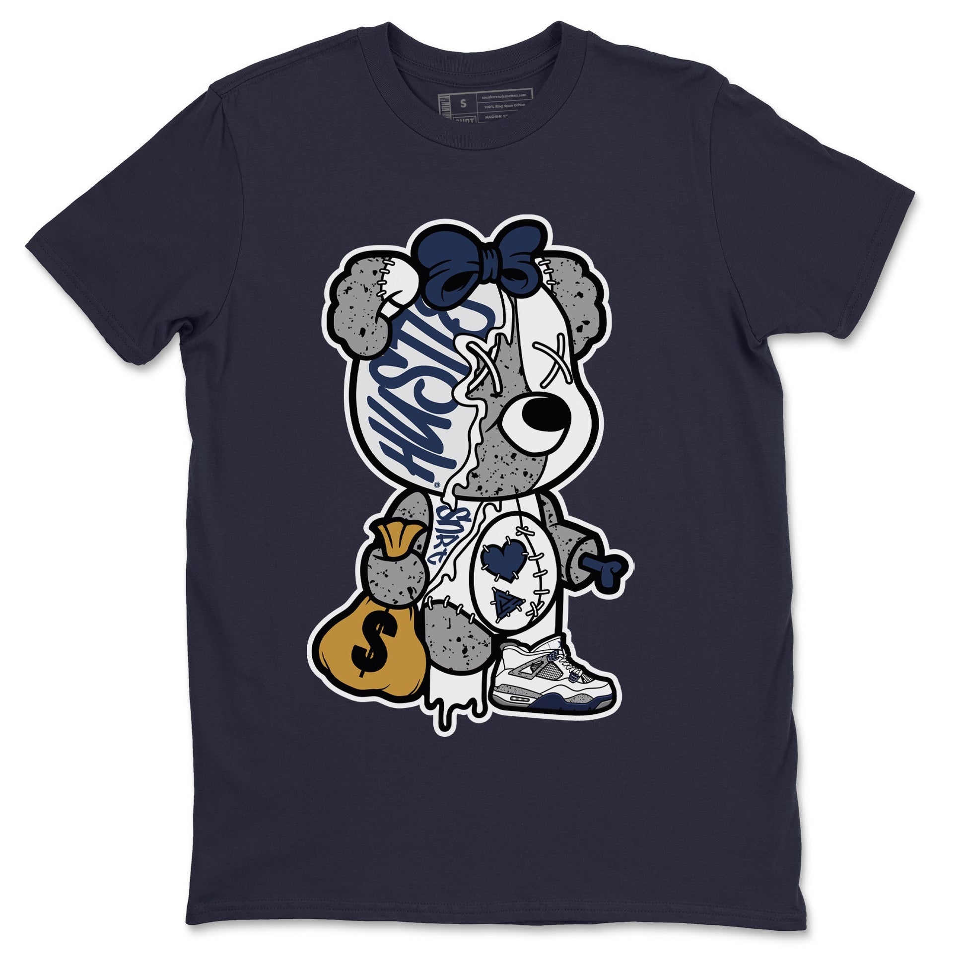 Jordan 4 Midnight Navy unique Halloween sneaker tee Stitched Hustle Bear Sneaker Tees Jordan 4 Midnight Navy Sneaker Release Tees Unisex Shirts