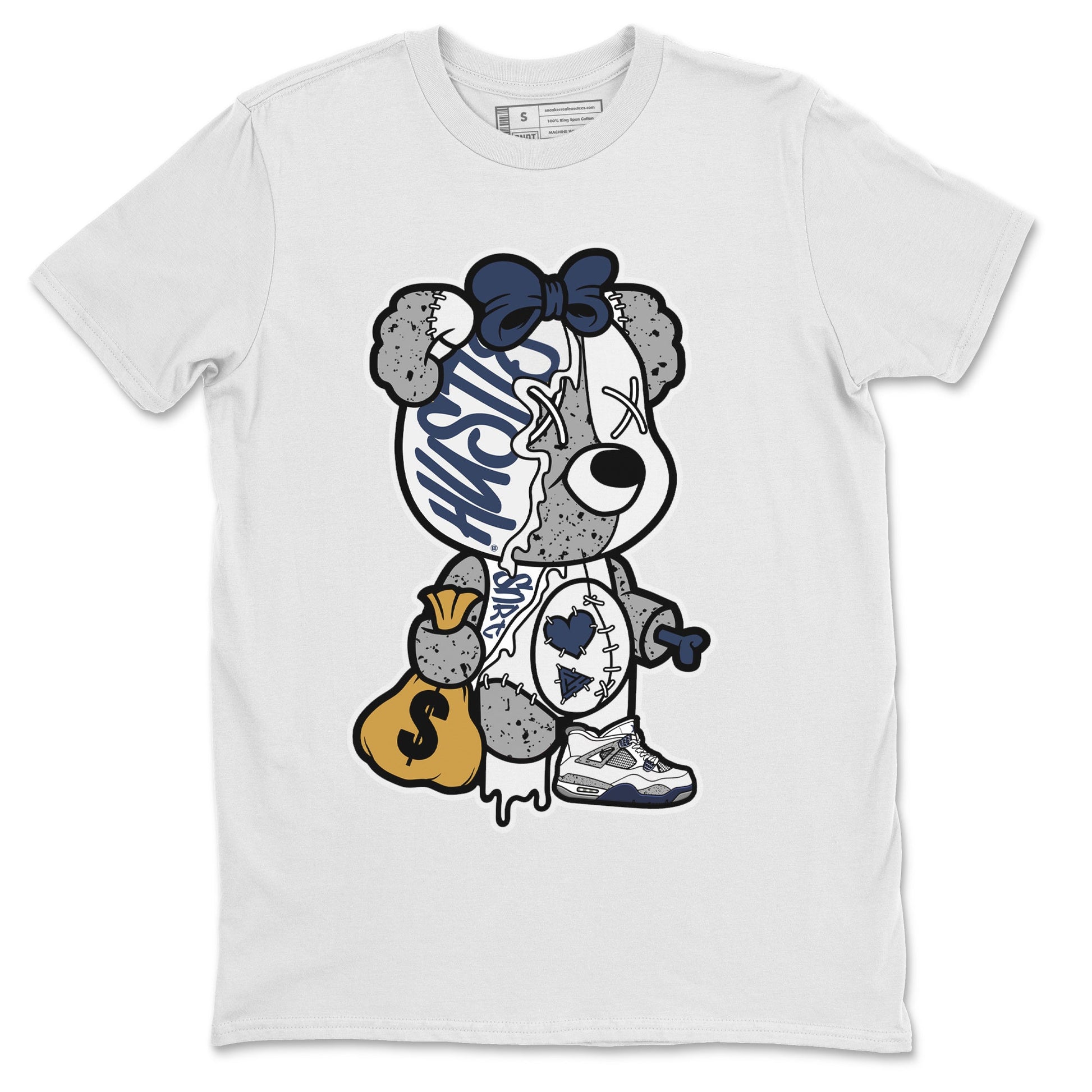 Jordan 4 Midnight Navy unique Halloween sneaker tee Stitched Hustle Bear Sneaker Tees Jordan 4 Midnight Navy Sneaker Release Tees Unisex Shirts