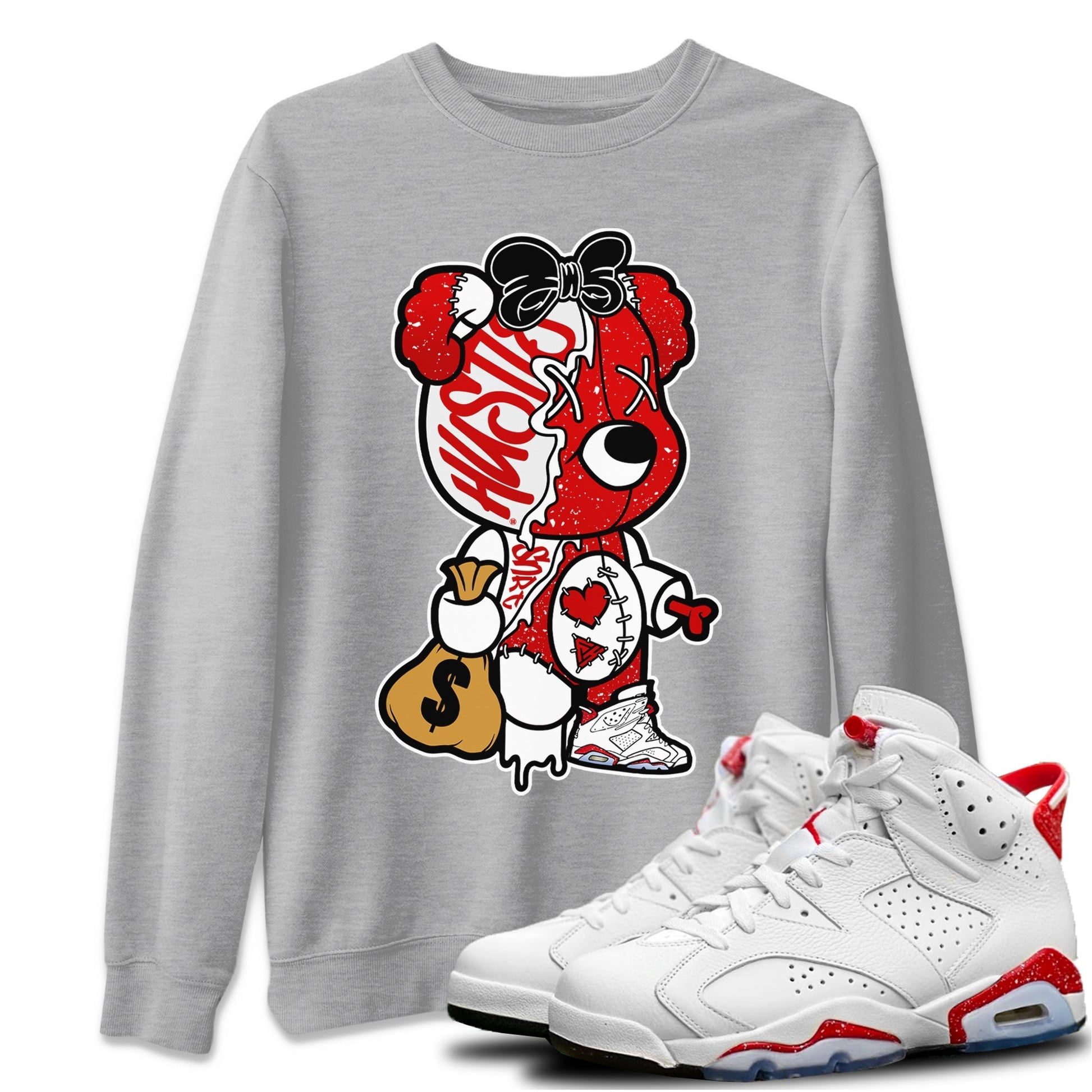 Jordan 6 Red Velvet Cookies unique Halloween sneaker tee Stitched Hustle Bear Sneaker Tees Jordan 6 Red Velvet Cookies Sneaker Release Tees Unisex Shirts