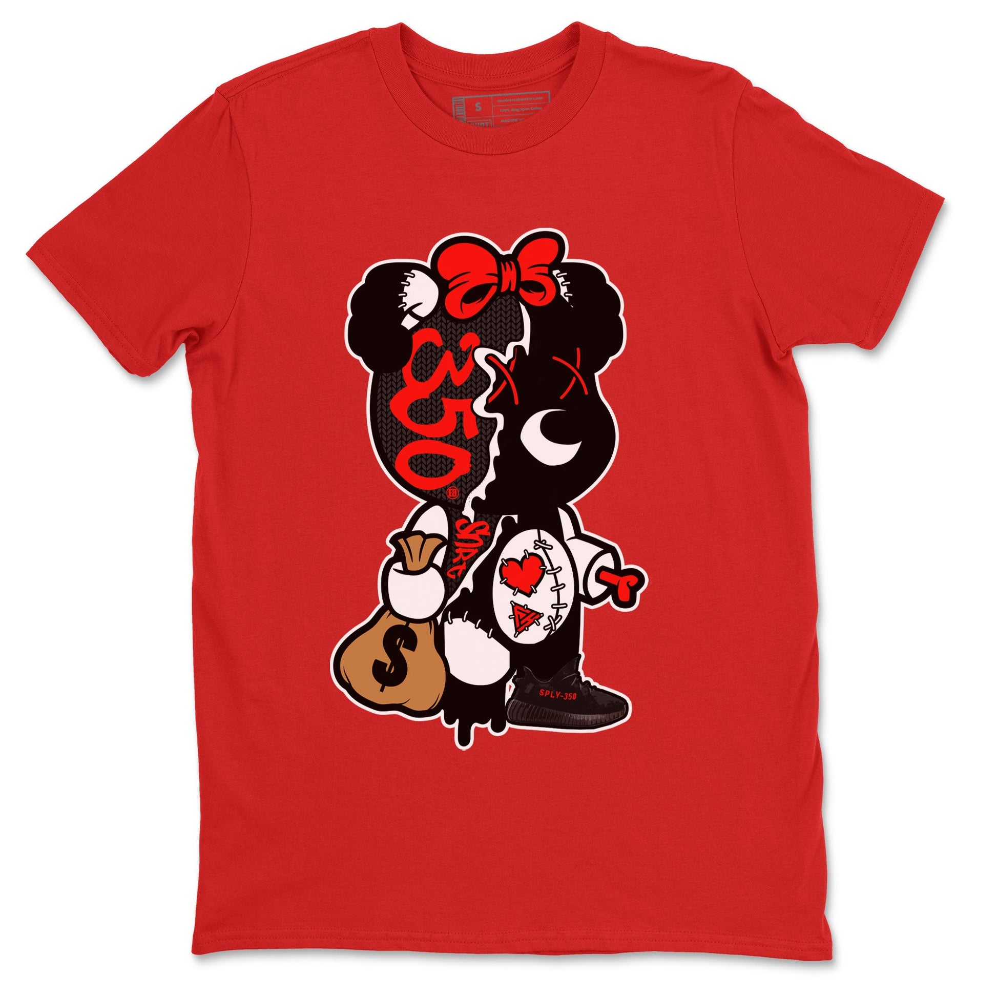 Yeezy 350 Bred shirt to match jordans Stitched Hustle Bear sneaker tees Yeezy Boost 350 V2 Bred SNRT Sneaker Release Tees Unisex Red 2 T-Shirt