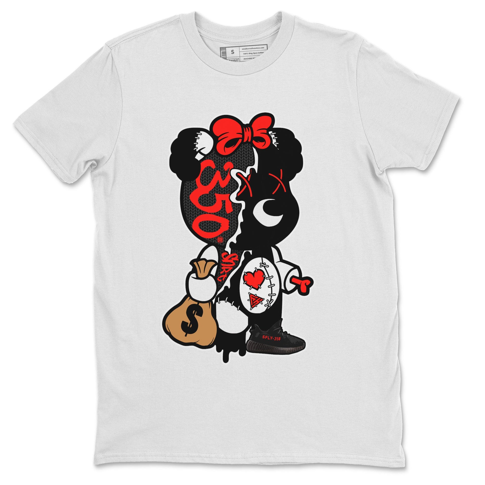 Yeezy 350 Bred shirt to match jordans Stitched Hustle Bear sneaker tees Yeezy Boost 350 V2 Bred SNRT Sneaker Release Tees Unisex White 2 T-Shirt