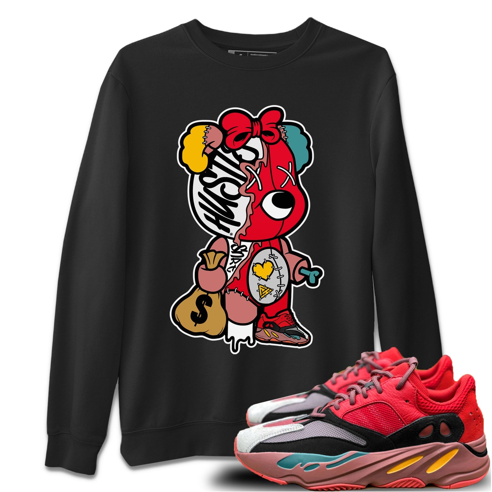 Yeezy 700 Hi-Res Red Sneaker Match Tees Stitched Hustle Bear Sneaker Tees Yeezy 700 Hi-Res Red Sneaker Release Tees Unisex Shirts
