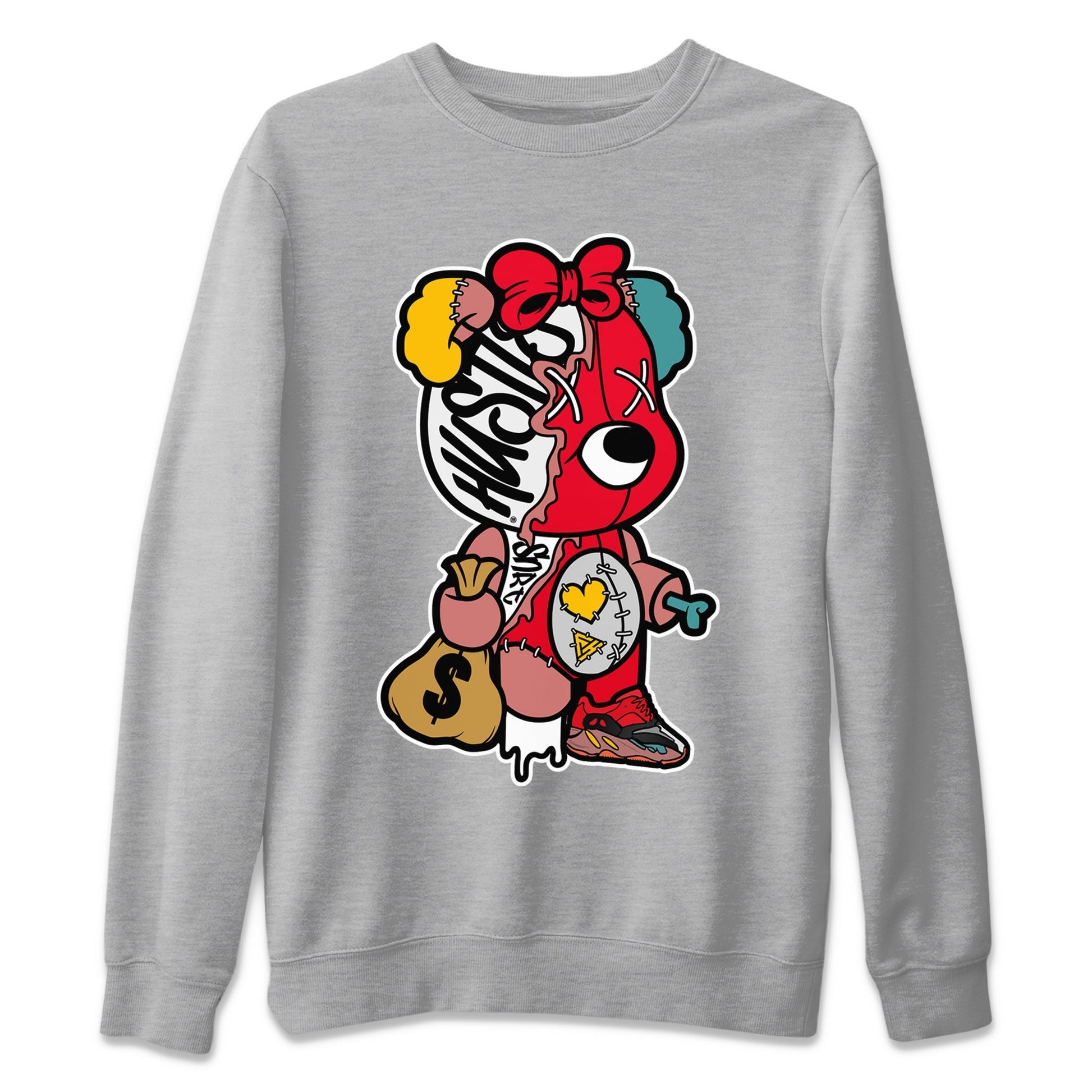 Yeezy 700 Hi-Res Red Sneaker Match Tees Stitched Hustle Bear Sneaker Tees Yeezy 700 Hi-Res Red Sneaker Release Tees Unisex Shirts