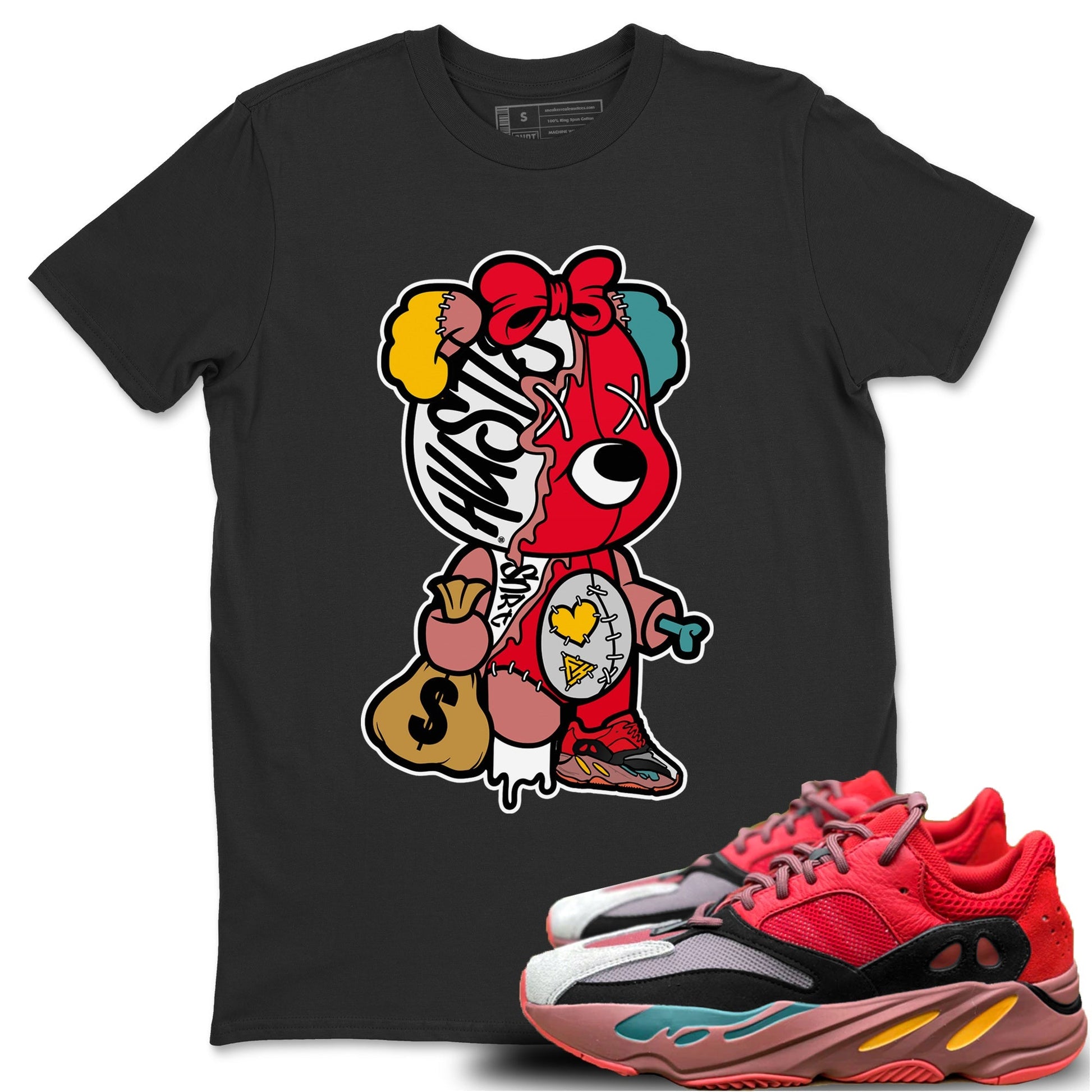 Yeezy 700 Hi-Res Red Sneaker Match Tees Stitched Hustle Bear Sneaker Tees Yeezy 700 Hi-Res Red Sneaker Release Tees Unisex Shirts