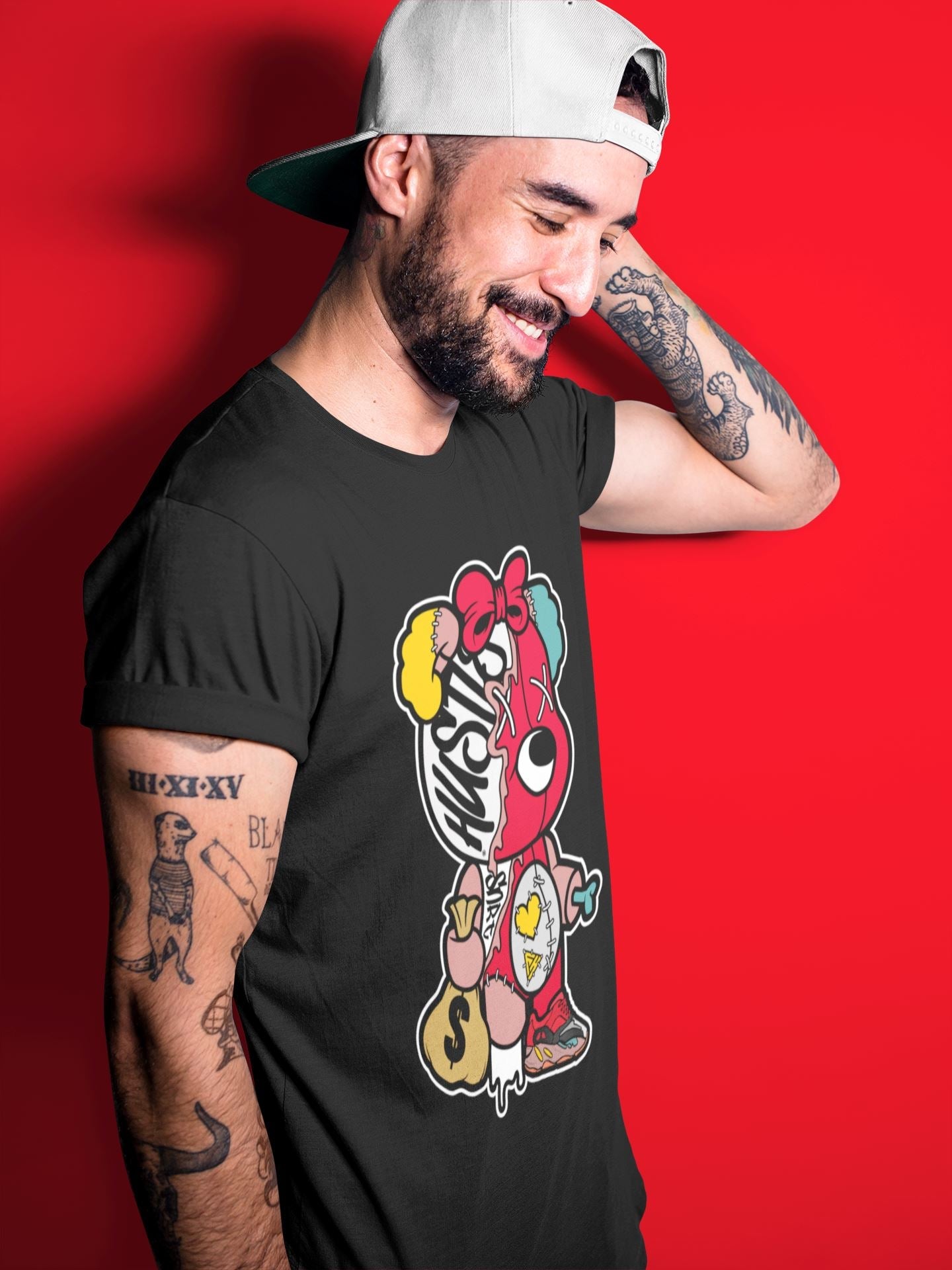 Yeezy 700 Hi-Res Red Sneaker Match Tees Stitched Hustle Bear Sneaker Tees Yeezy 700 Hi-Res Red Sneaker Release Tees Unisex Shirts