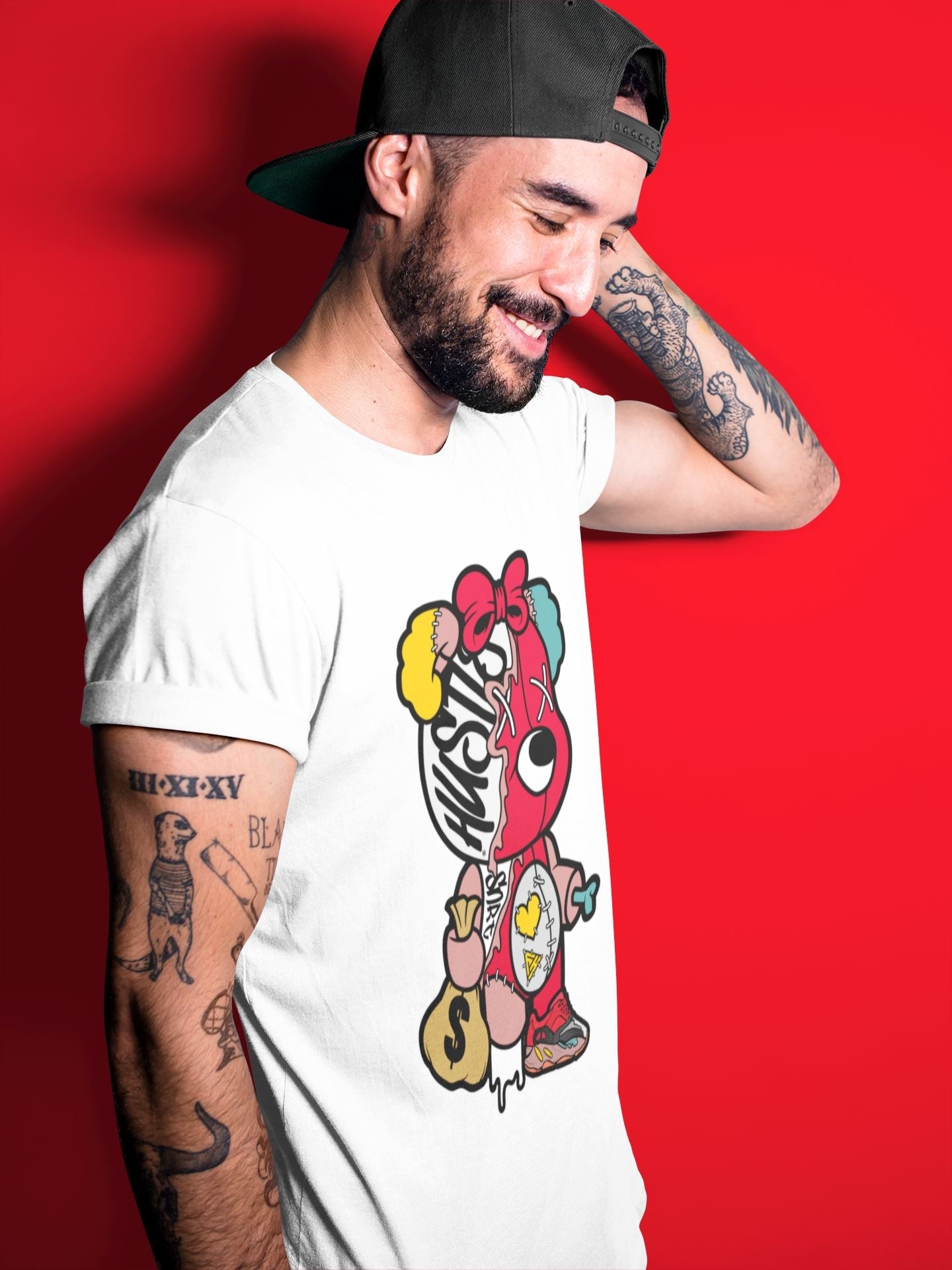 Yeezy 700 Hi-Res Red Sneaker Match Tees Stitched Hustle Bear Sneaker Tees Yeezy 700 Hi-Res Red Sneaker Release Tees Unisex Shirts