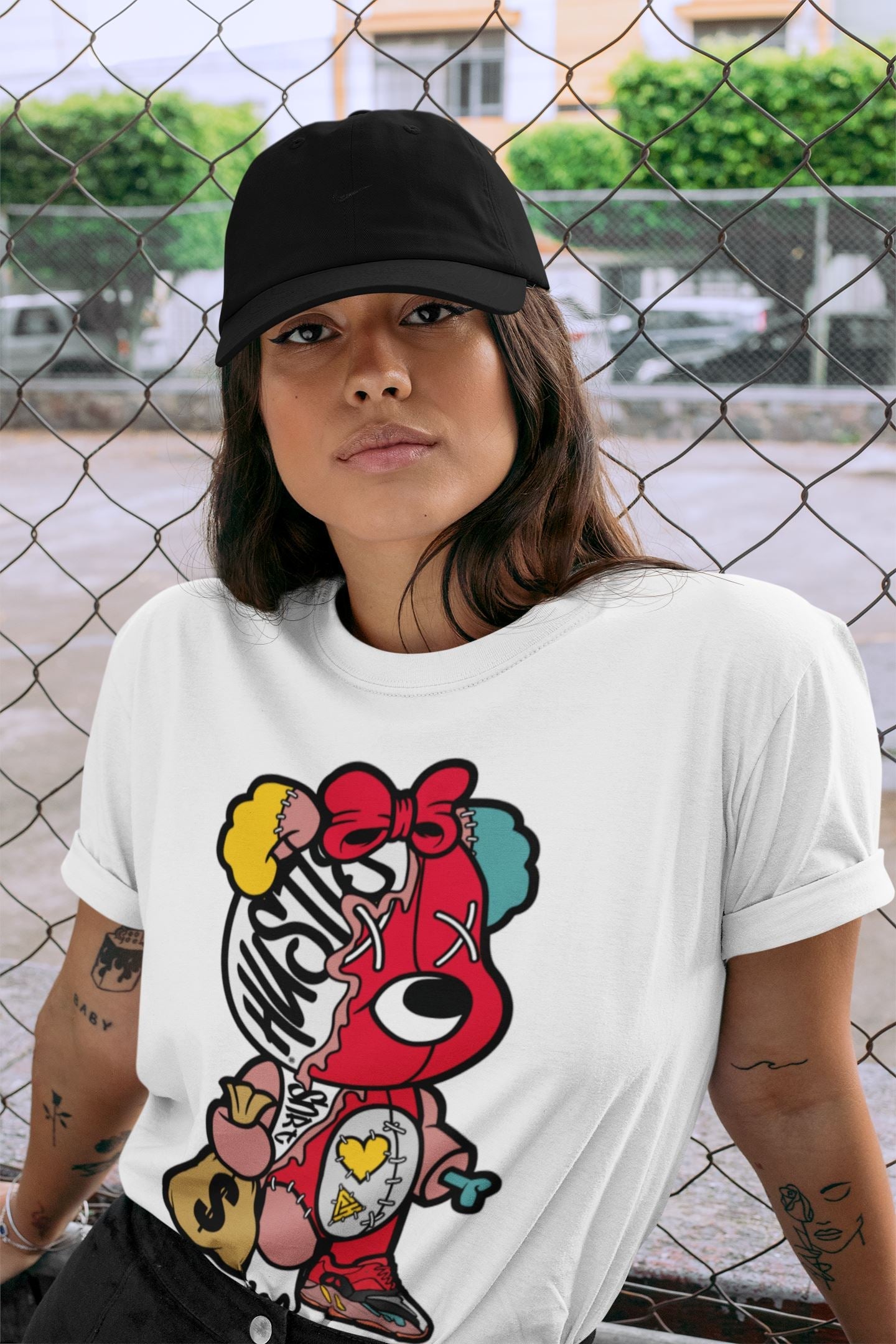 Yeezy 700 Hi-Res Red Sneaker Match Tees Stitched Hustle Bear Sneaker Tees Yeezy 700 Hi-Res Red Sneaker Release Tees Unisex Shirts
