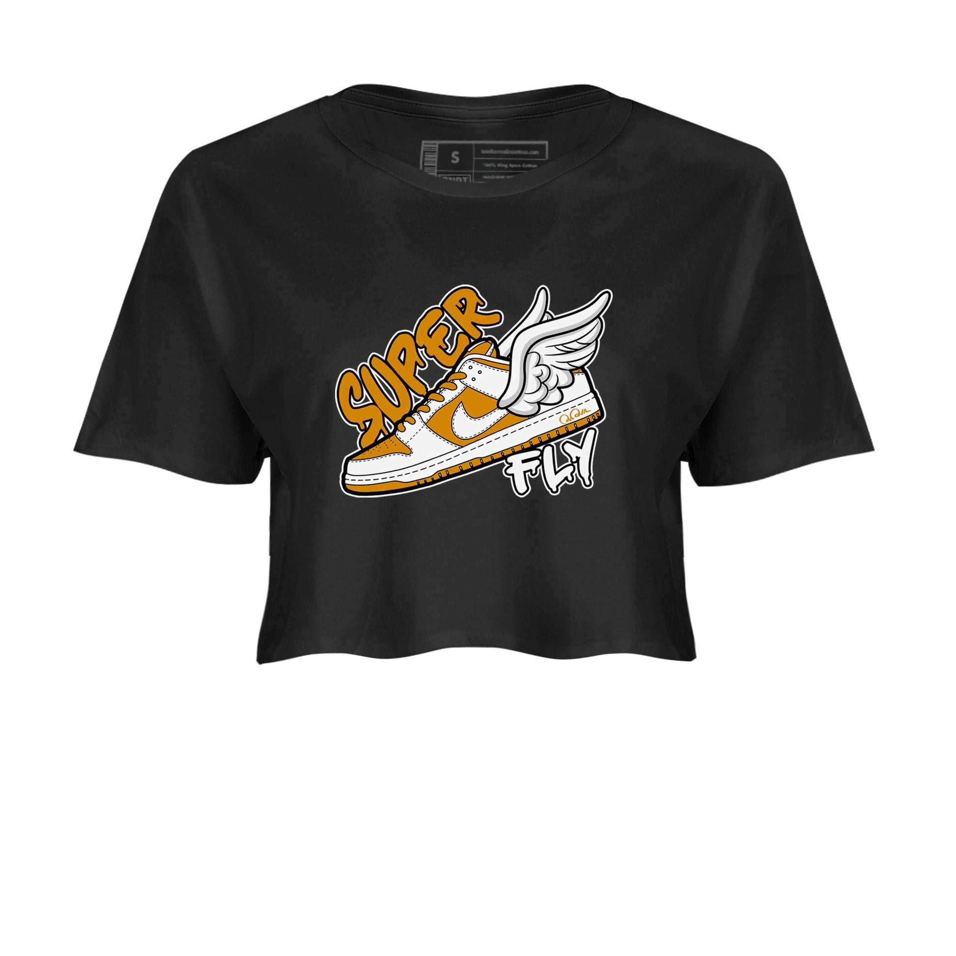 Dunk Dark Curry shirt to match jordans Super Fly sneaker tees AJ1 Low Dark Curry SNRT Sneaker Release Tees Black 2 crop length shirt