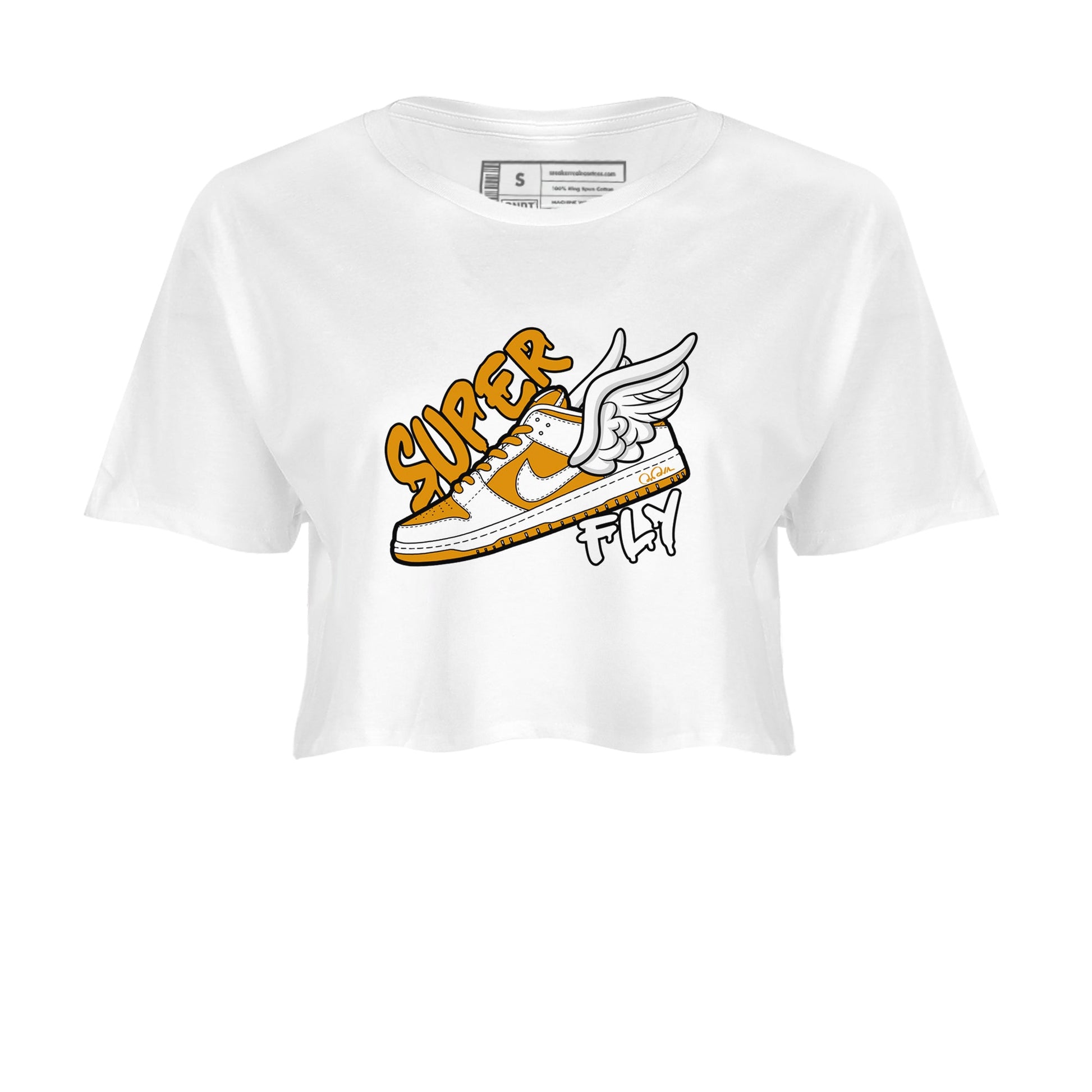 Dunk Dark Curry shirt to match jordans Super Fly sneaker tees AJ1 Low Dark Curry SNRT Sneaker Release Tees White 2 crop length shirt
