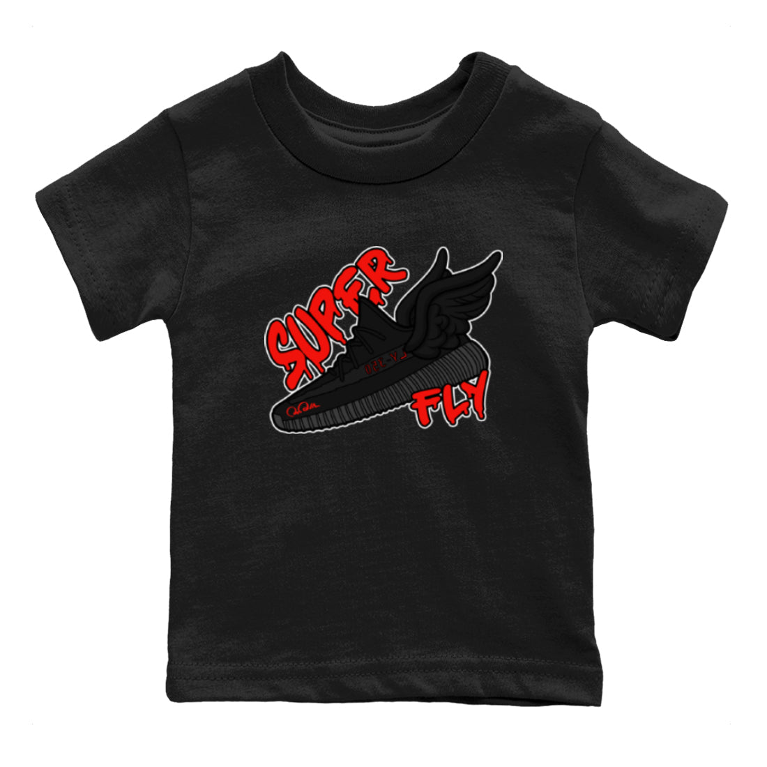 Yeezy 350 Bred shirt to match jordans Super Fly sneaker tees Adidas Yeezy Boost V2 350 Bred SNRT Sneaker Release Tees Baby Toddler Black 2 T-Shirt