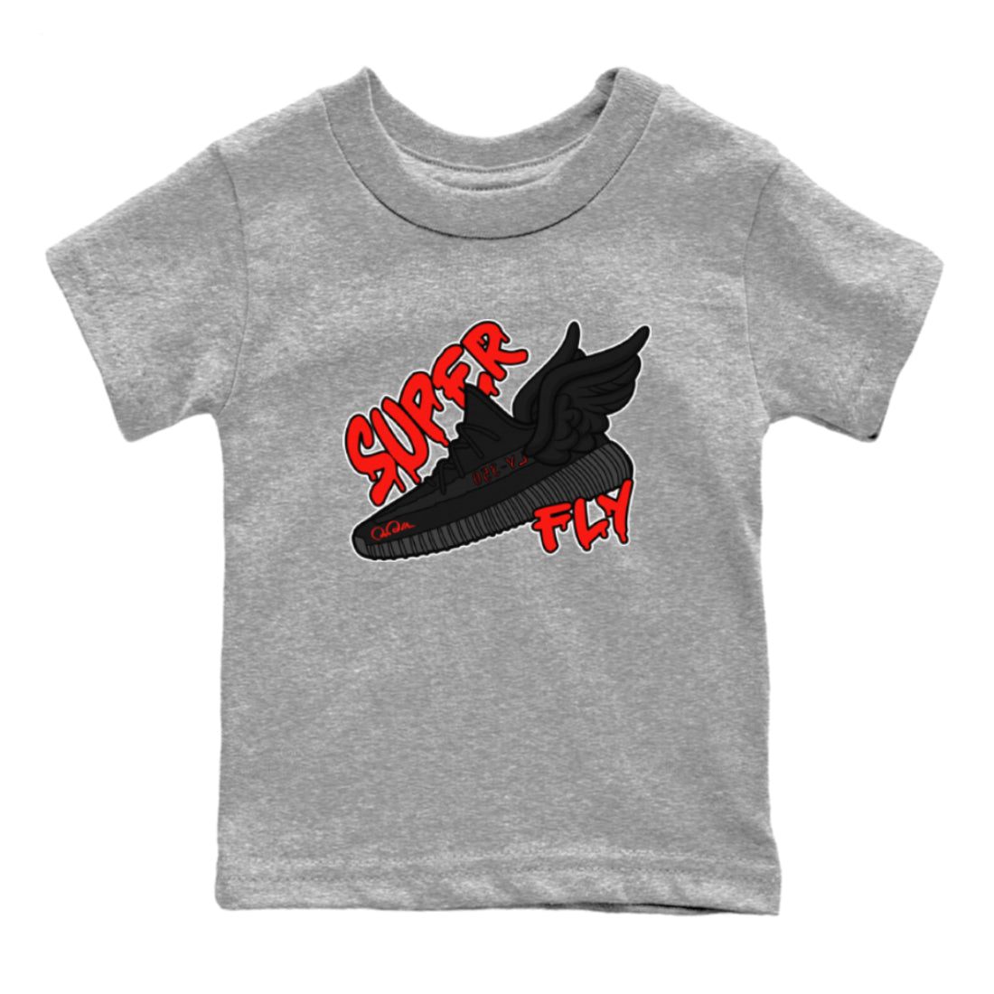 Yeezy 350 Bred shirt to match jordans Super Fly sneaker tees Adidas Yeezy Boost V2 350 Bred SNRT Sneaker Release Tees Baby Toddler Heather Grey 2 T-Shirt