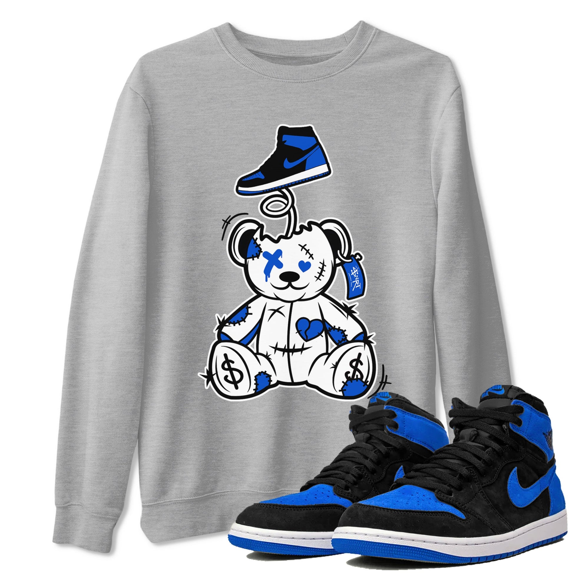 Jordan 1 High OG Royal Reimagined shirt to match jordans Surprise Teddy Bear sneaker tees Air Jordan 1 Royal Reimagined SNRT Sneaker Tees Unisex Heather Grey 1 T-Shirt