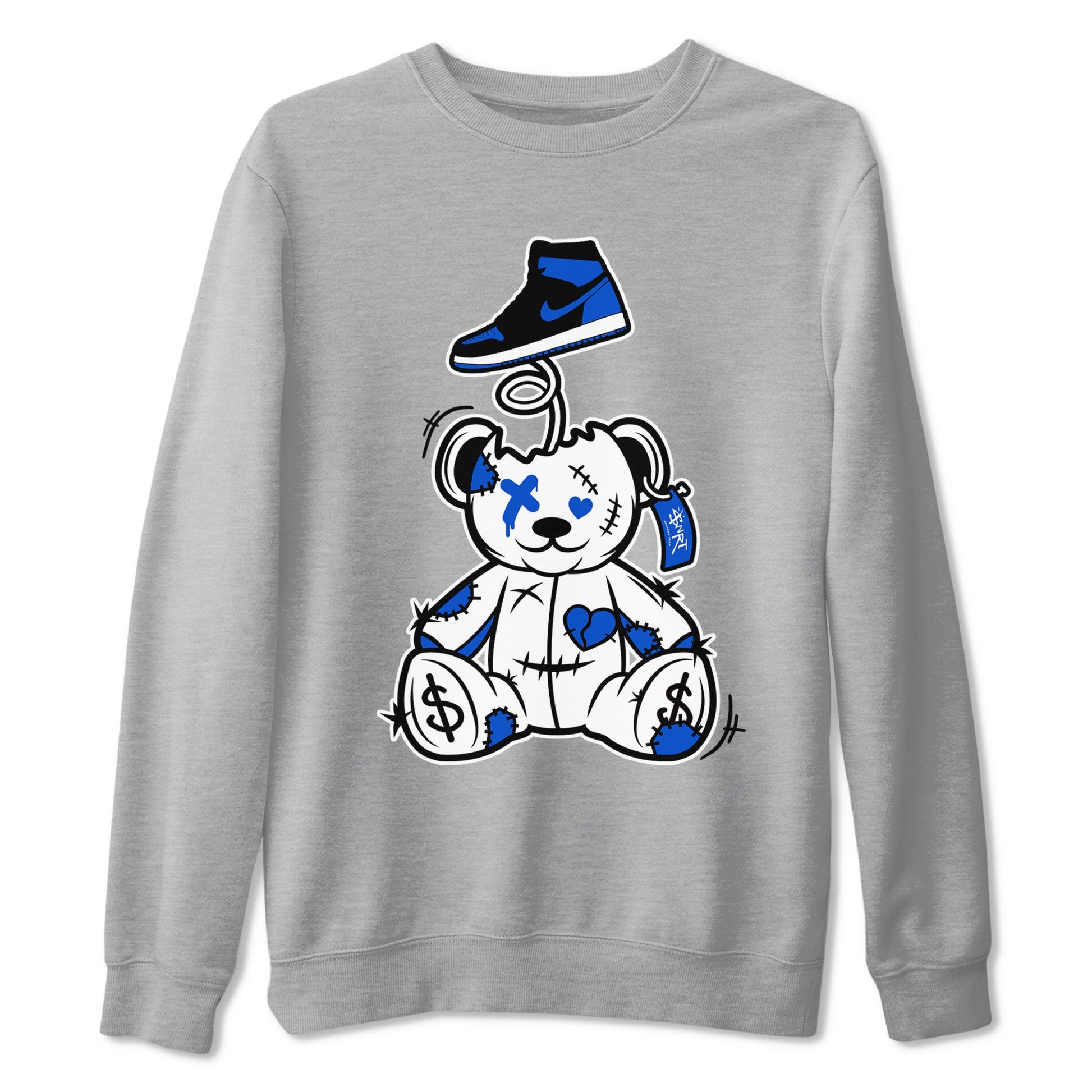 Jordan 1 High OG Royal Reimagined shirt to match jordans Surprise Teddy Bear sneaker tees Air Jordan 1 Royal Reimagined SNRT Sneaker Tees Unisex Heather Grey 2 T-Shirt