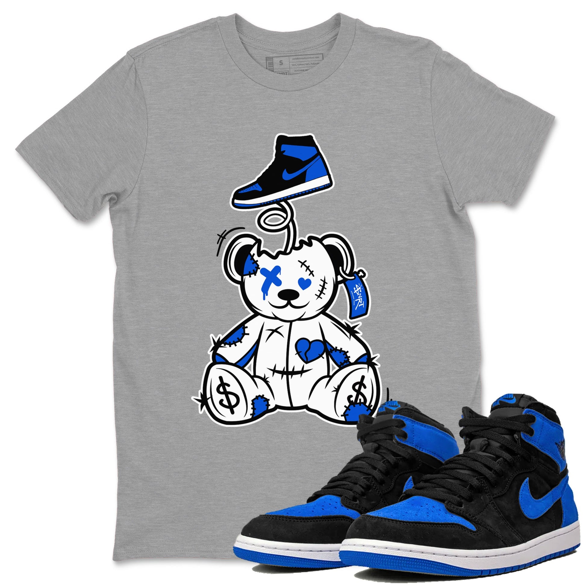 Jordan 1 High OG Royal Reimagined shirt to match jordans Surprise Teddy Bear sneaker tees Air Jordan 1 Royal Reimagined SNRT Sneaker Tees Unisex Heather Grey 1 T-Shirt
