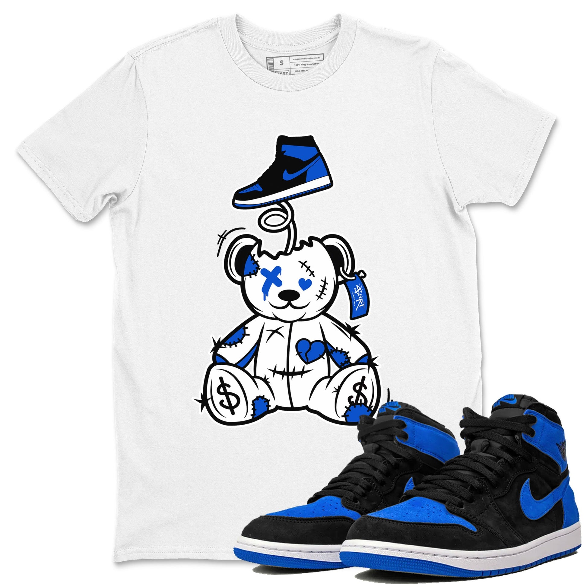 Jordan 1 High OG Royal Reimagined shirt to match jordans Surprise Teddy Bear sneaker tees Air Jordan 1 Royal Reimagined SNRT Sneaker Tees Unisex White 1 T-Shirt