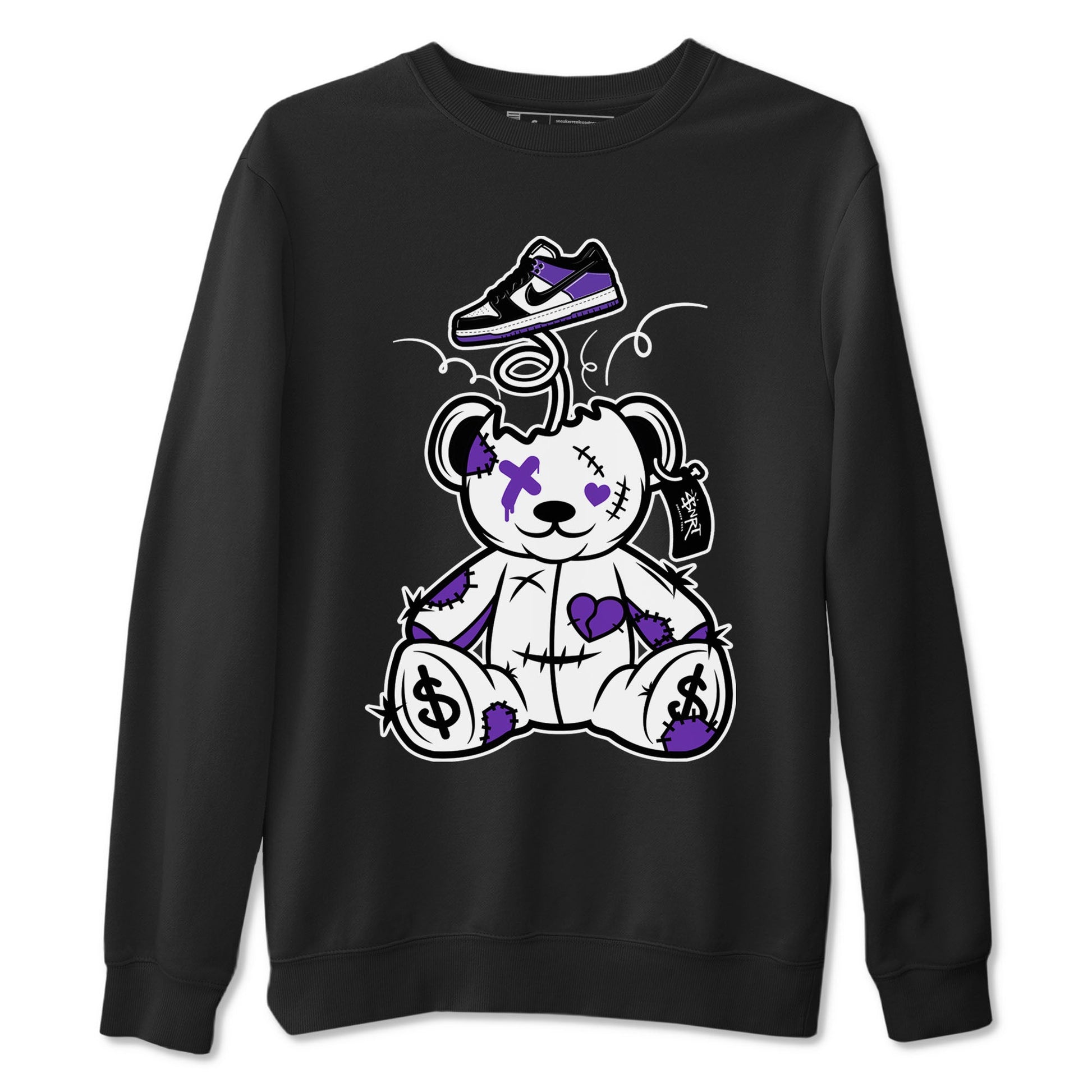 Surprise Teddy Bear sneaker match tees to Court Purple Dunks street fashion brand for shirts to match Jordans SNRT Sneaker Tees Dunk Low Court Purple unisex t-shirt Black 2 unisex shirt