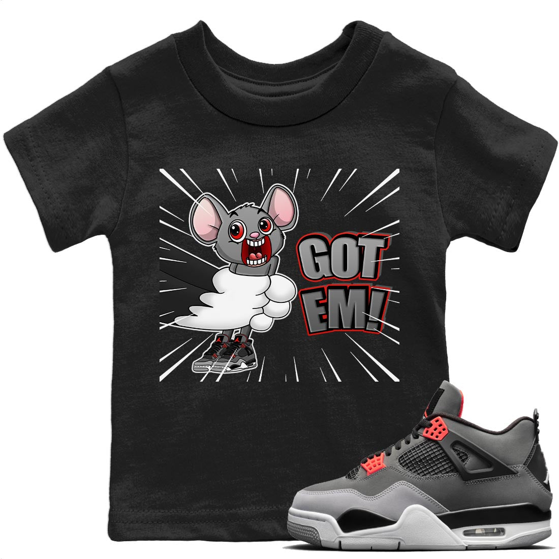 Jordan 4 Infrared Sneaker Match Tees T&J Got Em Sneaker Tees Jordan 4 Infrared Sneaker Release Tees Kids Shirts